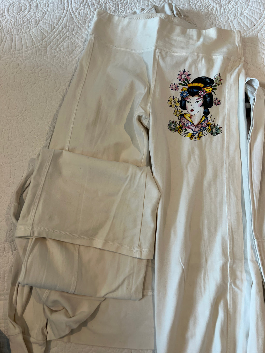 Ed Hardy White zip up hoodie and trouser two piece set