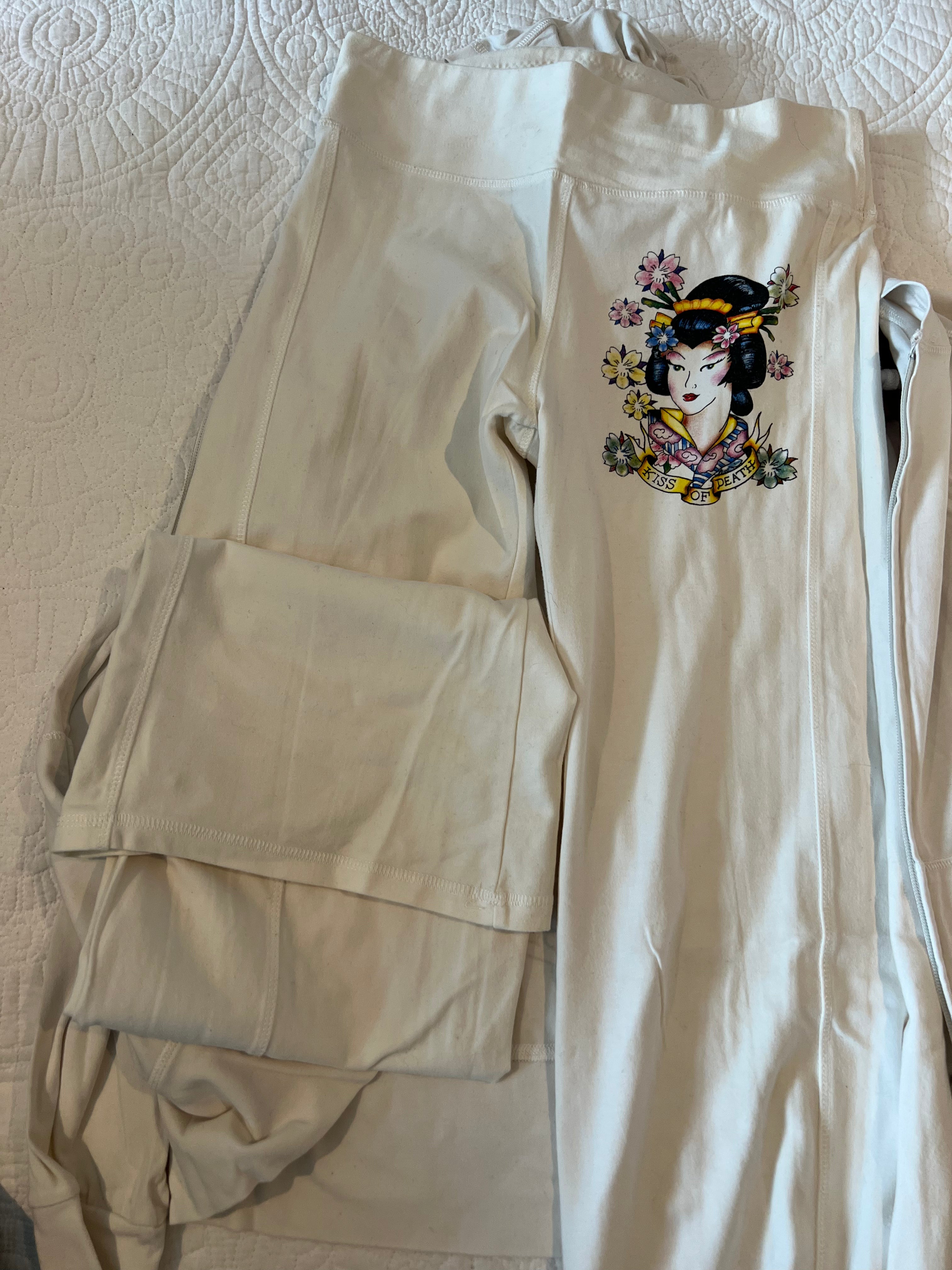 Ed Hardy White zip up hoodie and trouser two piece set