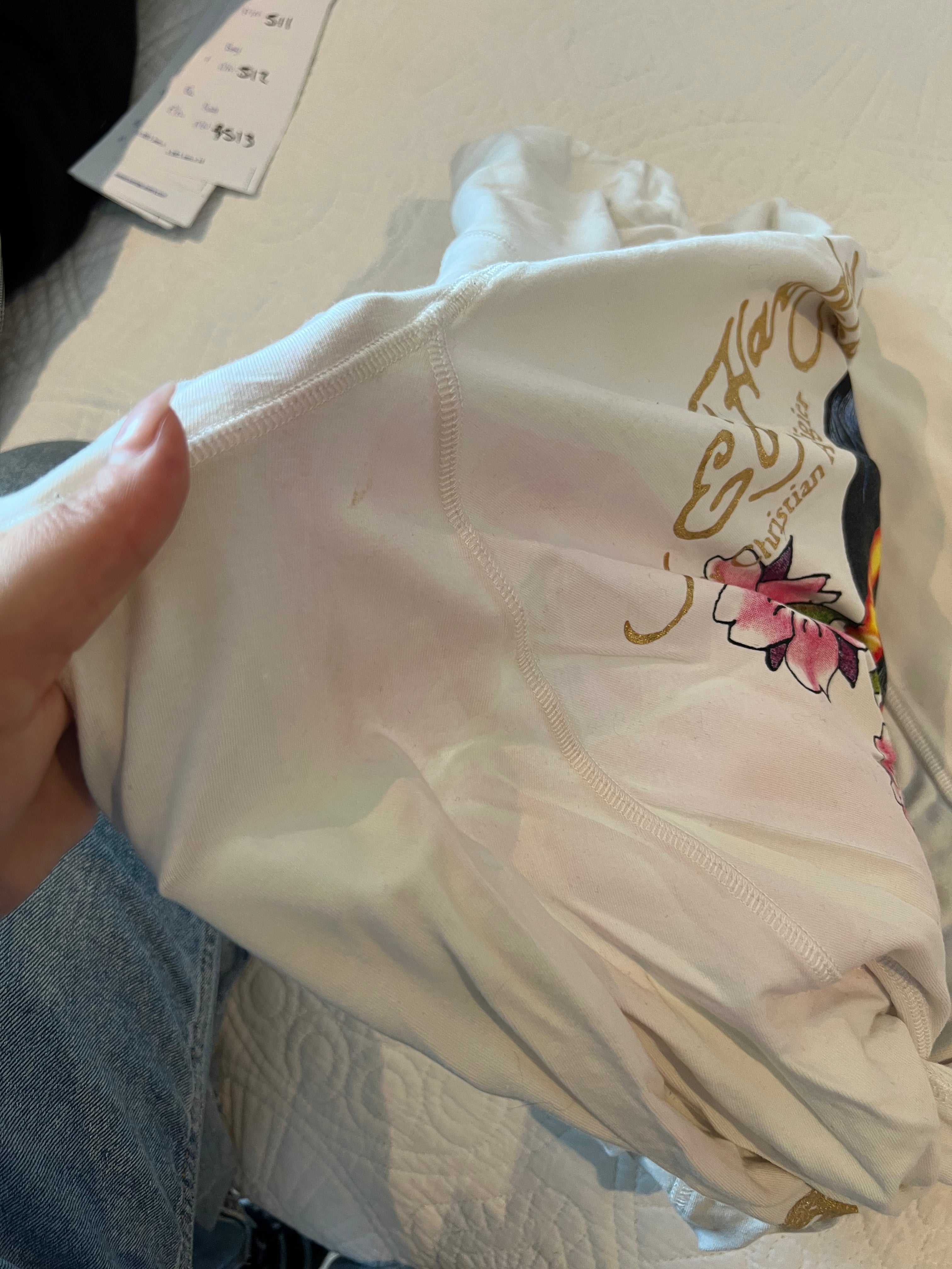 Ed Hardy White zip up hoodie and trouser two piece set