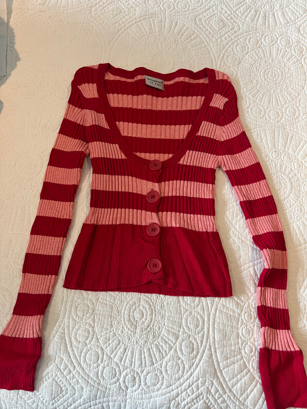 Red and pink stripey top