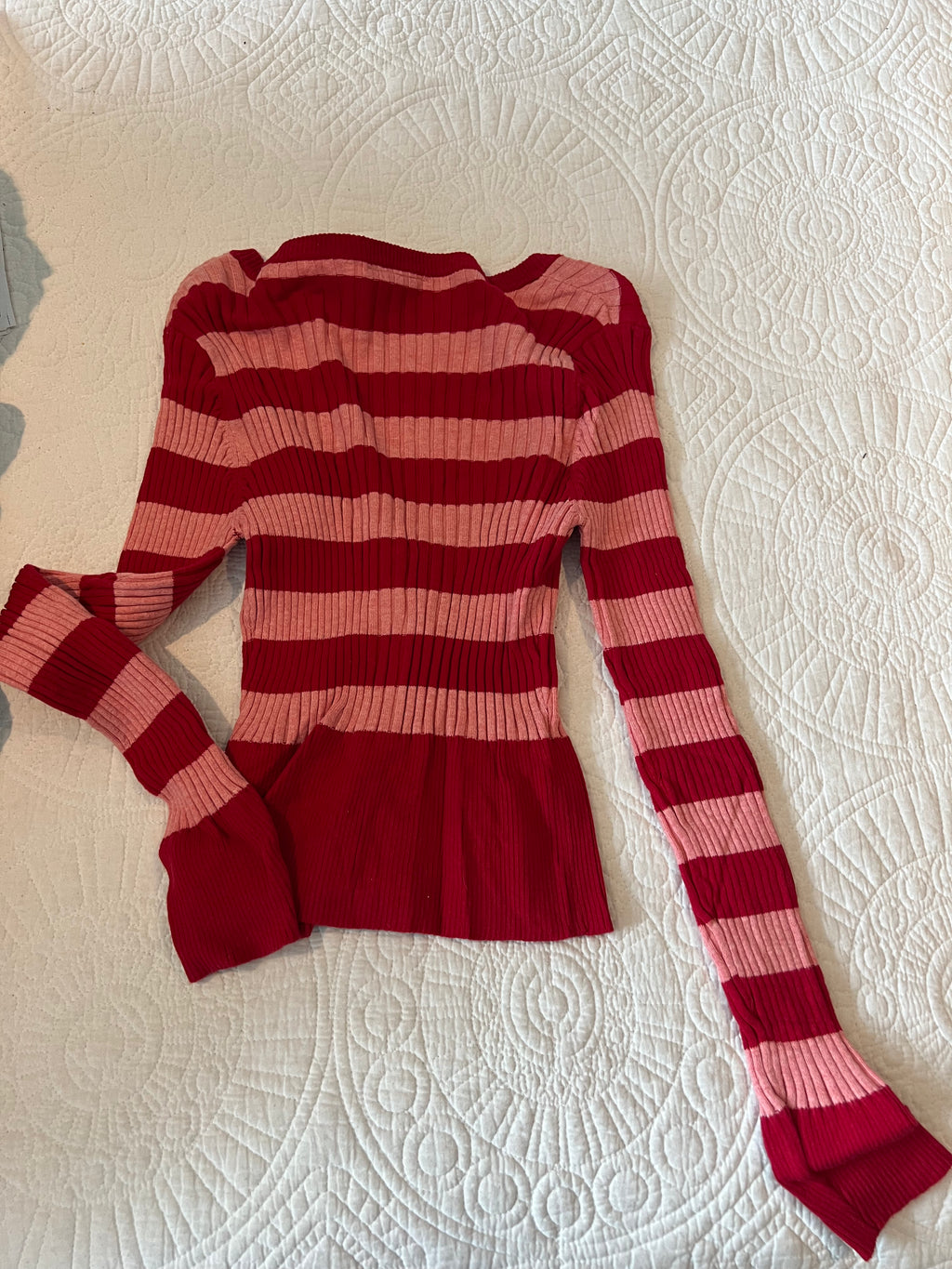 Red and pink stripey top