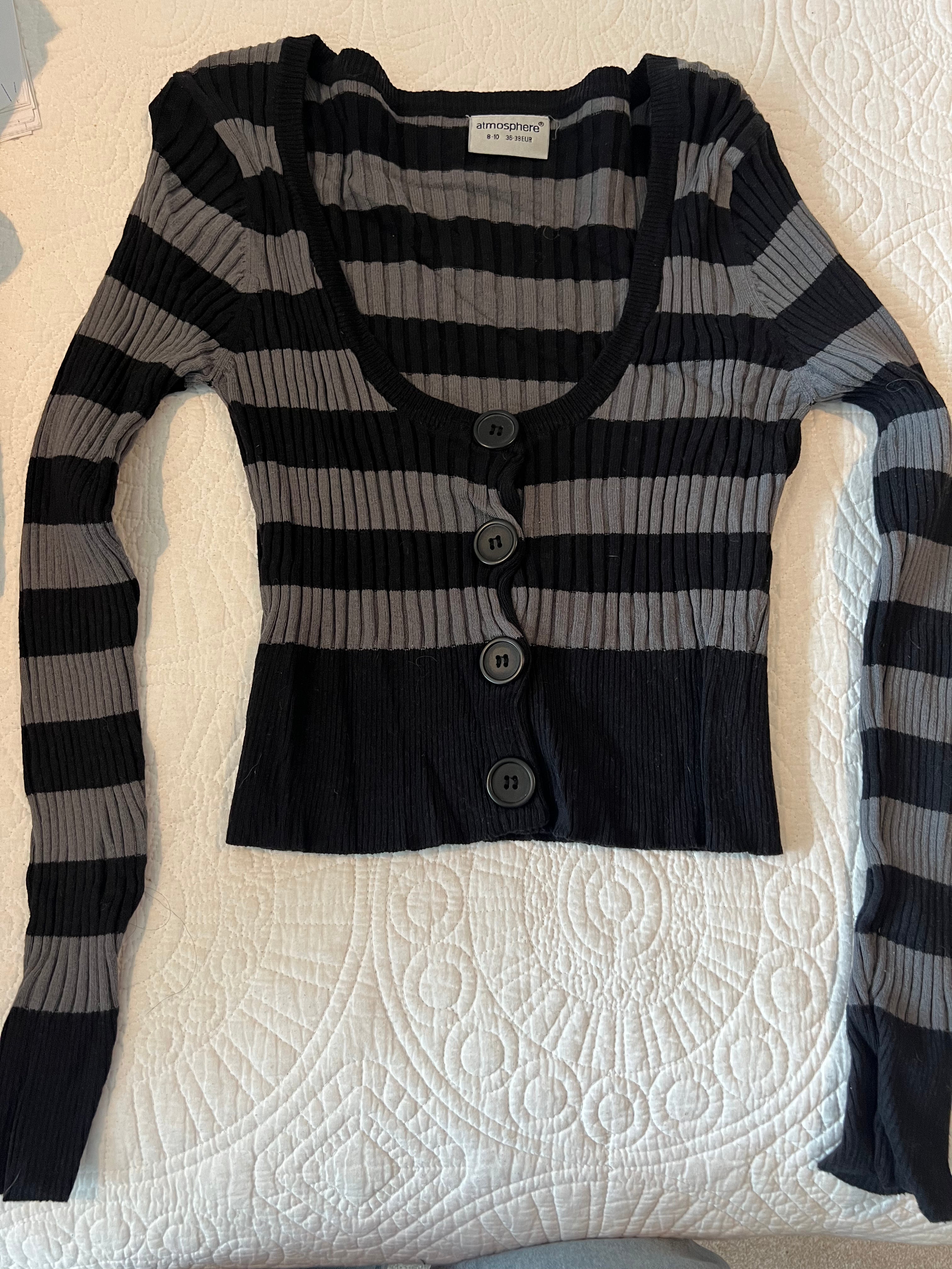 Black and grey stripey top