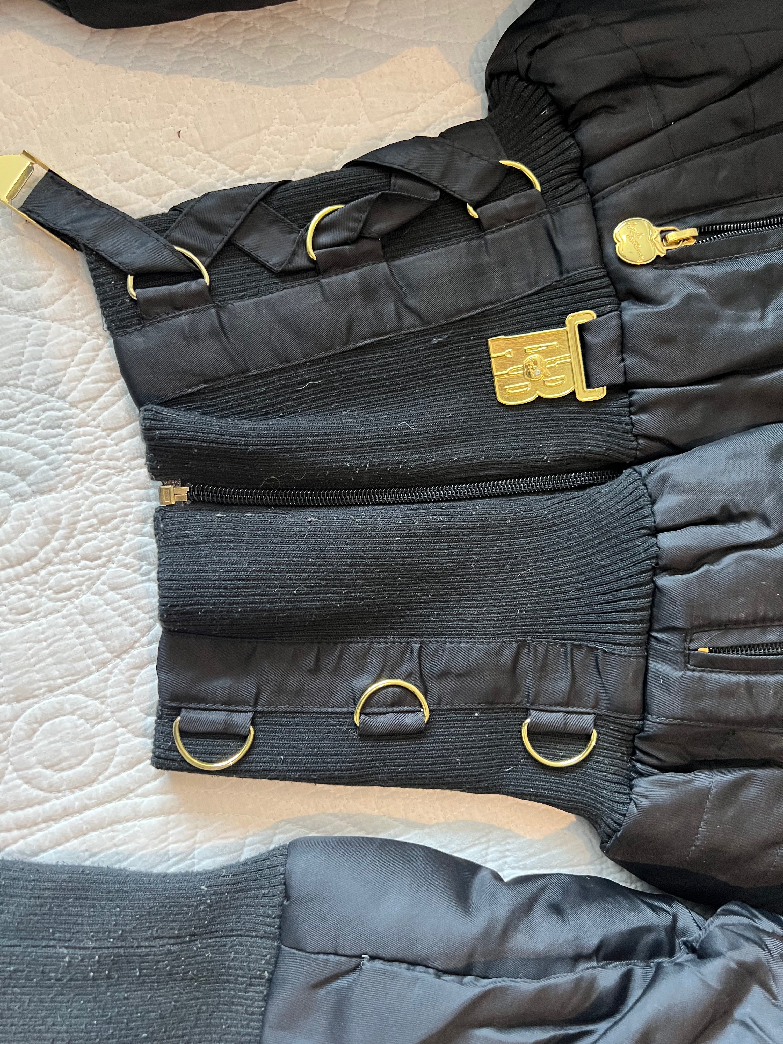Apple Bottom Black jacket / Fur detail on hood / Jewel design on back