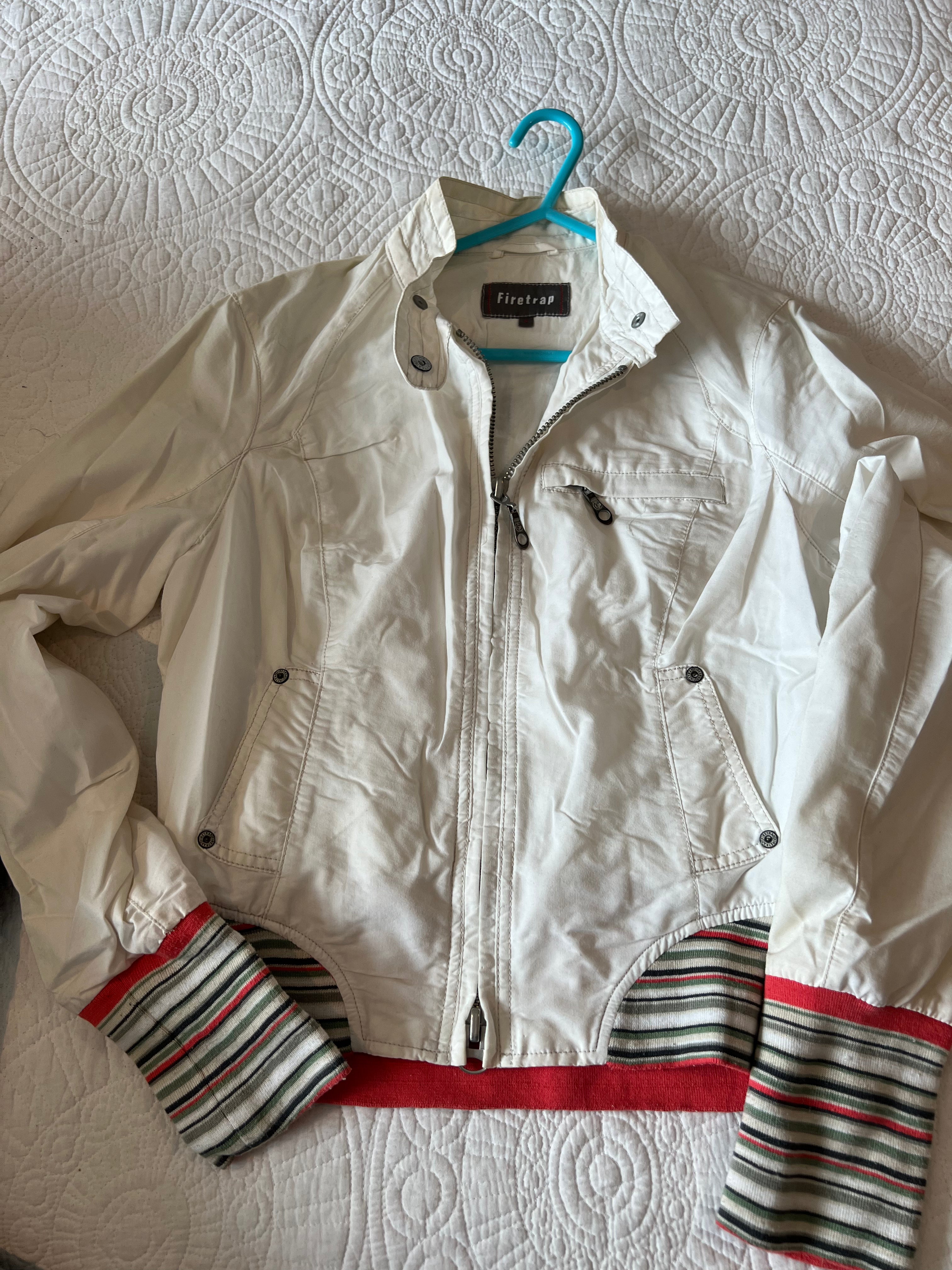Firetrap White jacket with colourful stripe details