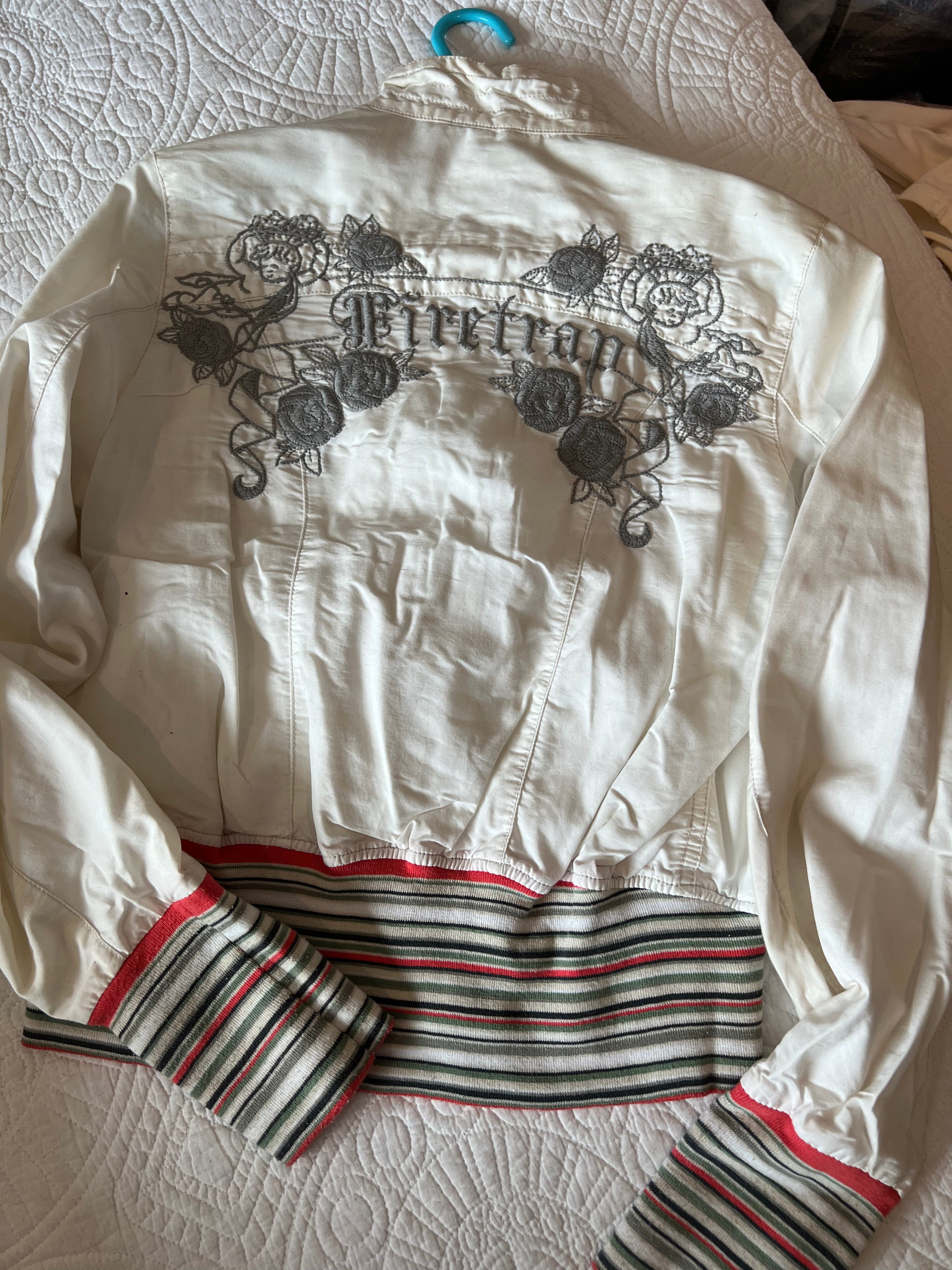 Firetrap White jacket with colourful stripe details