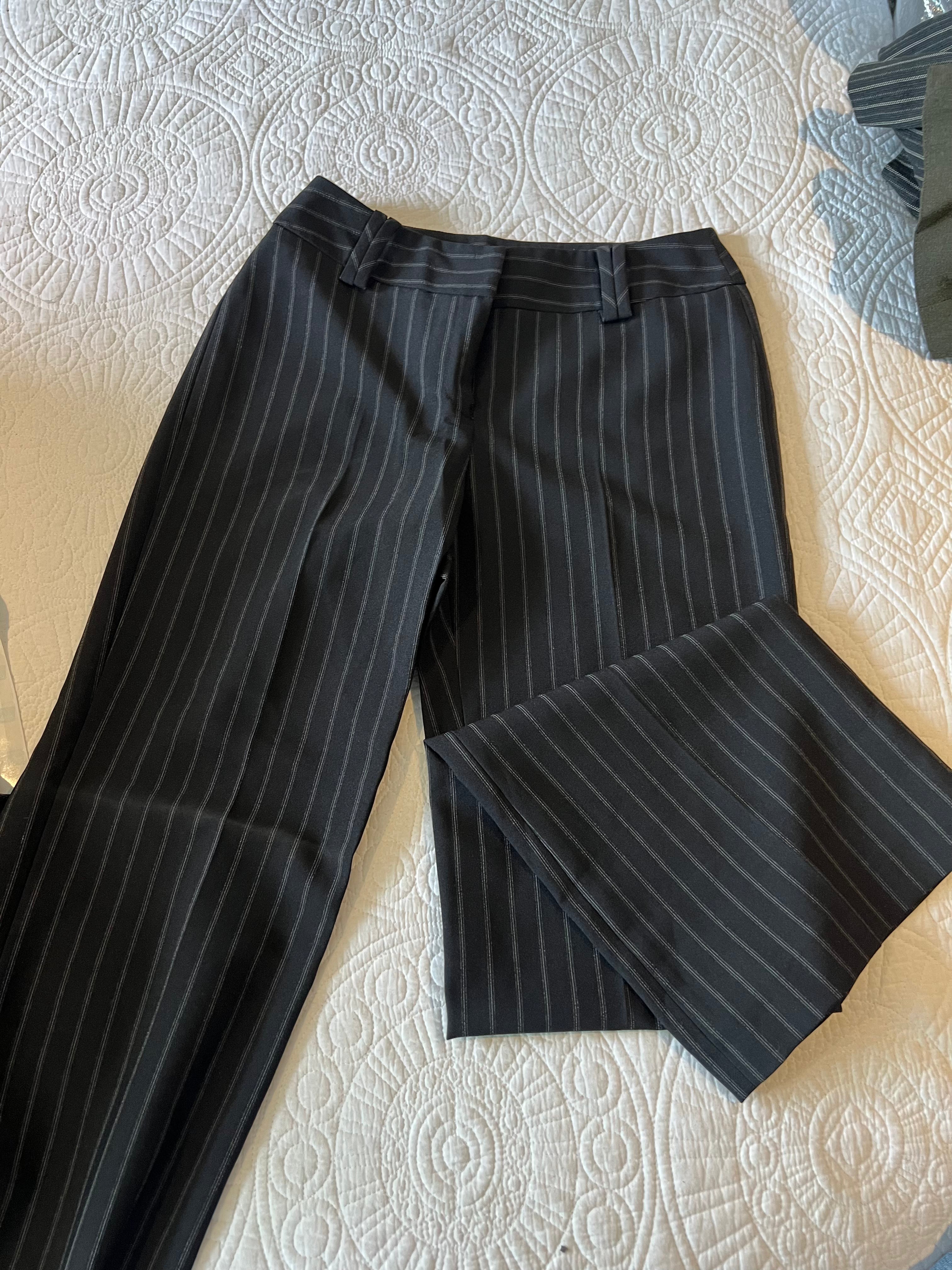 Black and white stripe style blazer two piece set with trousers