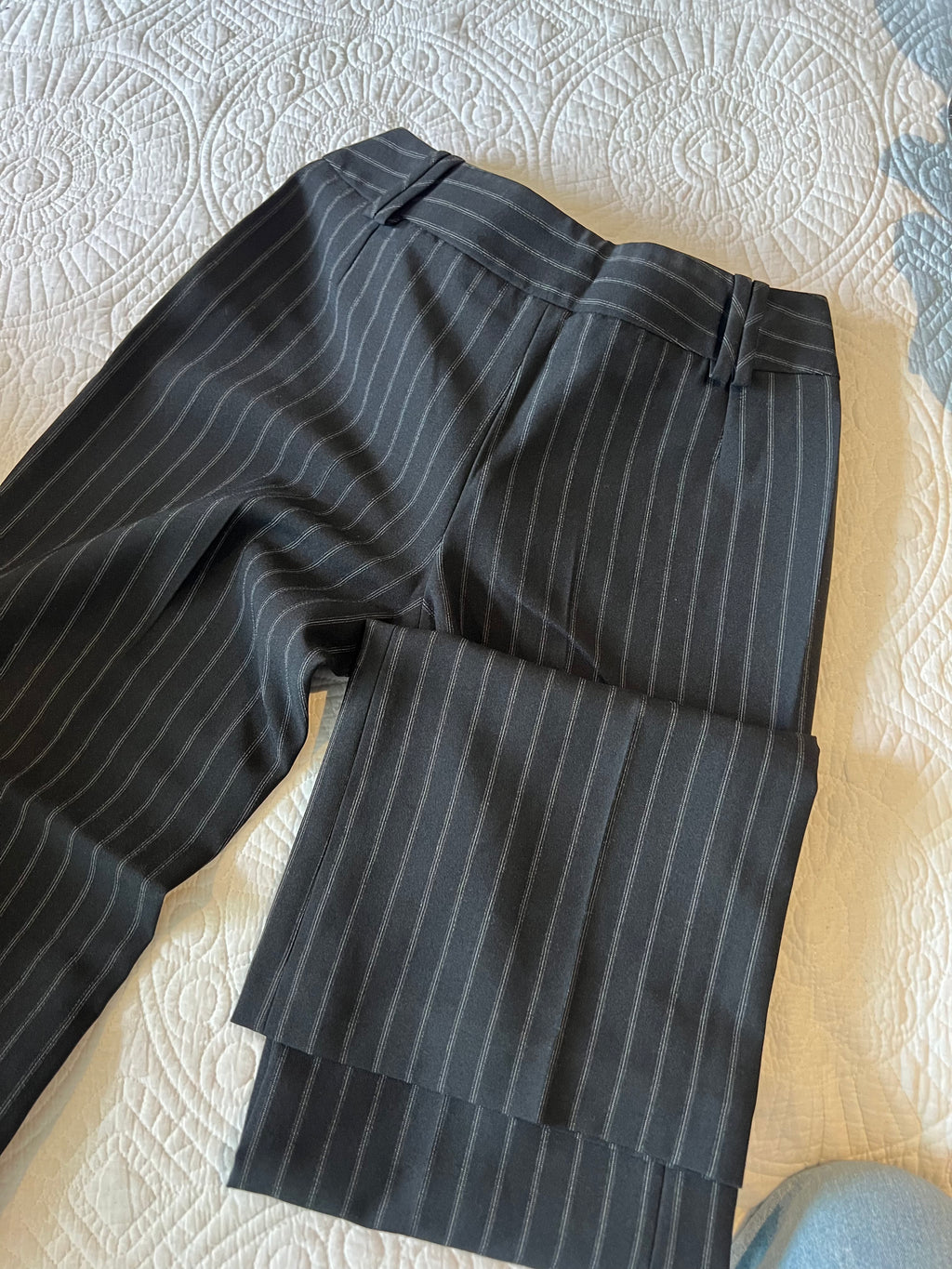 Black and white stripe style blazer two piece set with trousers