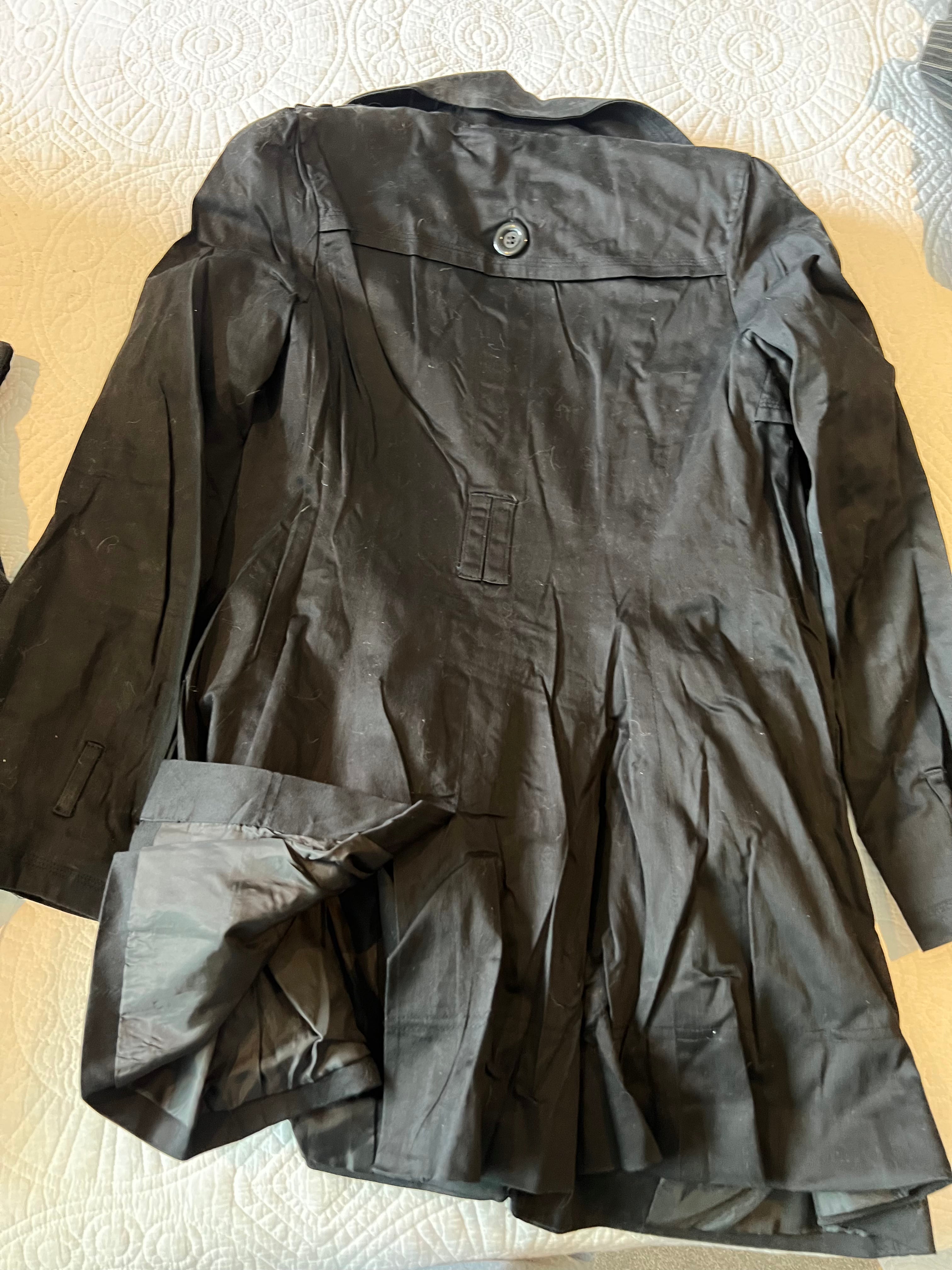 Black, mid length trench coat