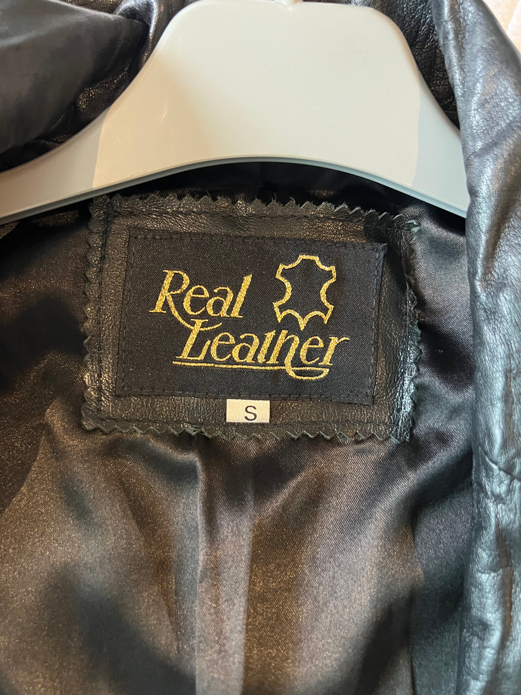 Real leather black coat