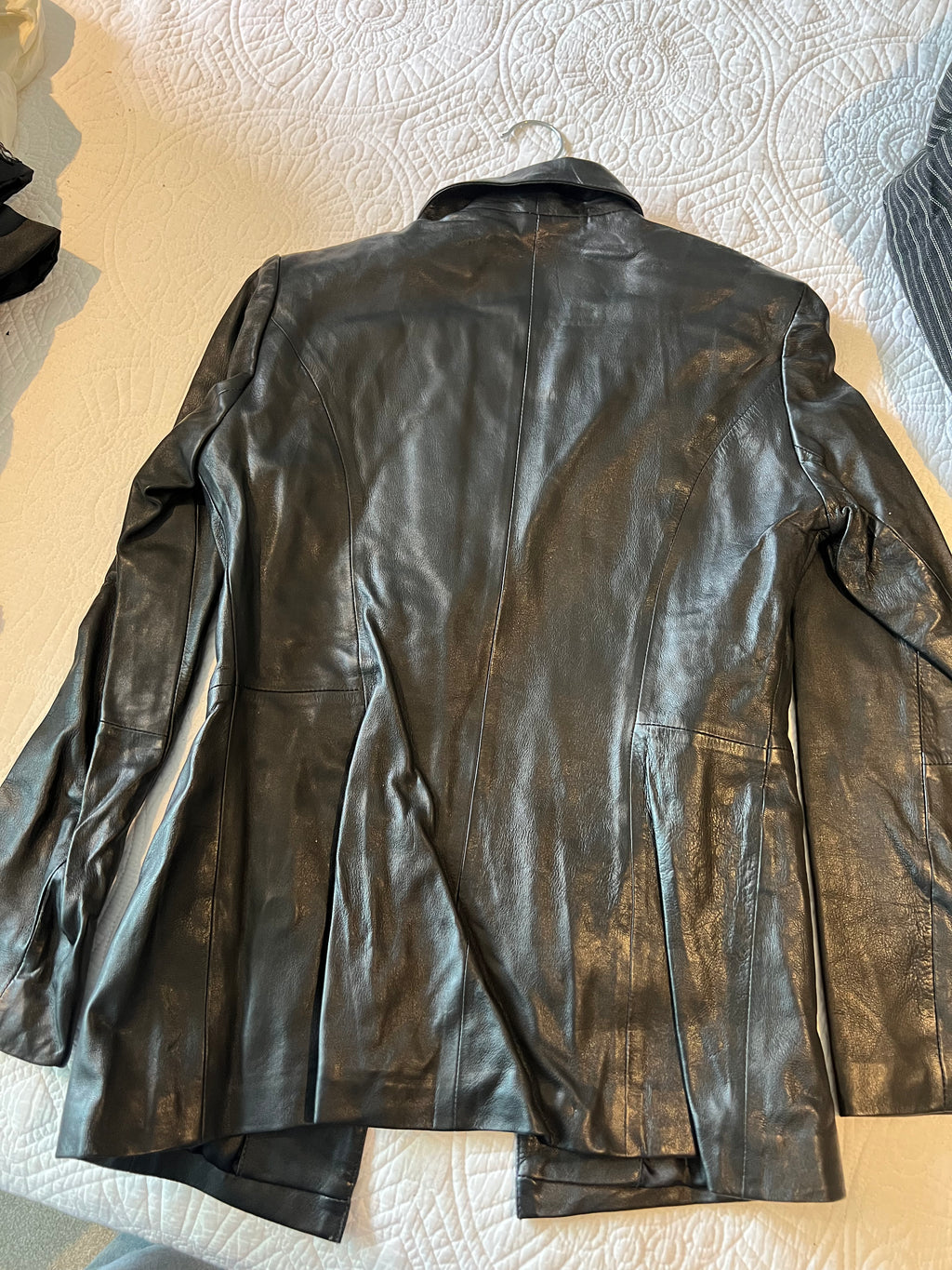 Real leather black coat