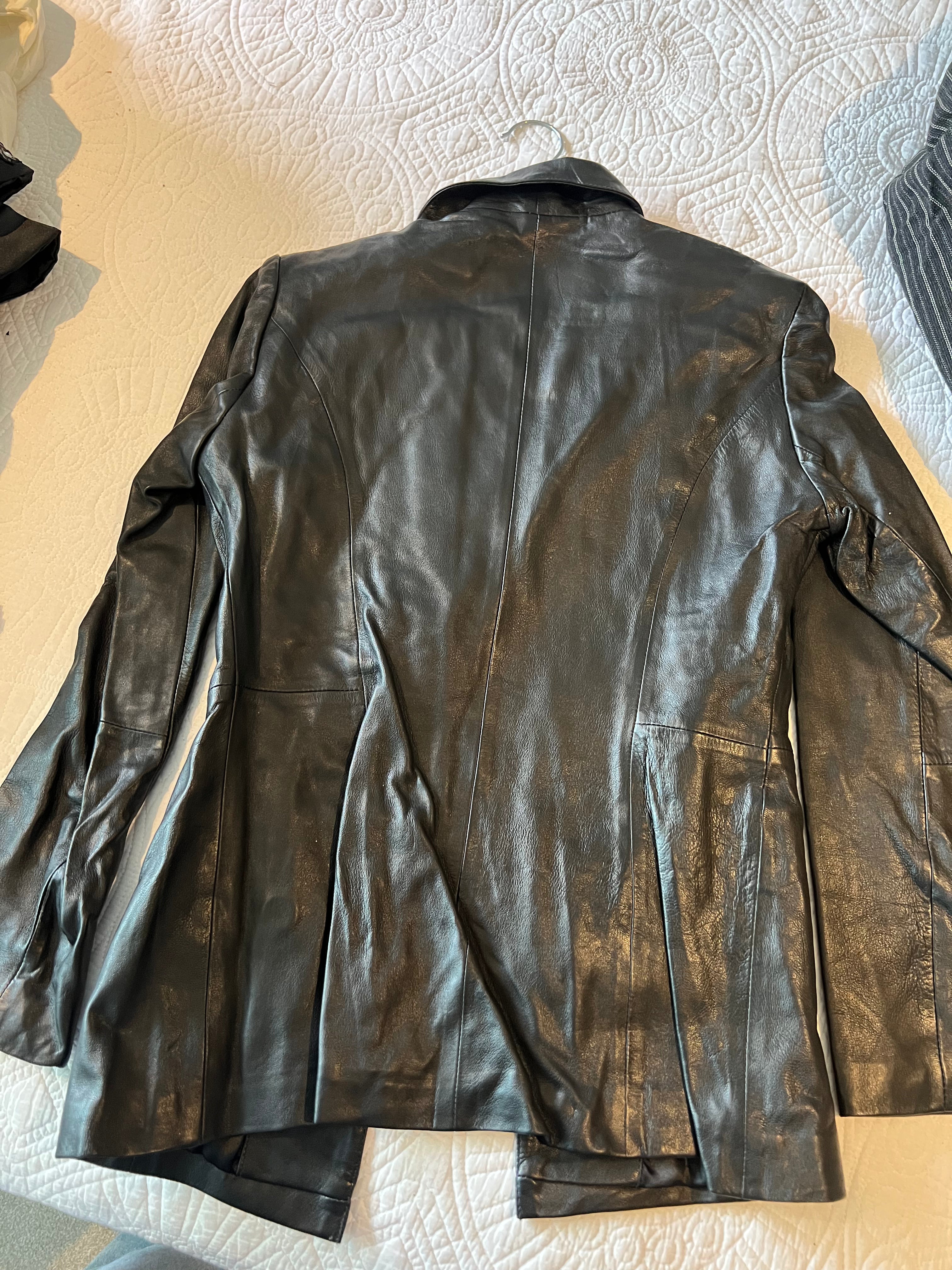 Real leather black coat