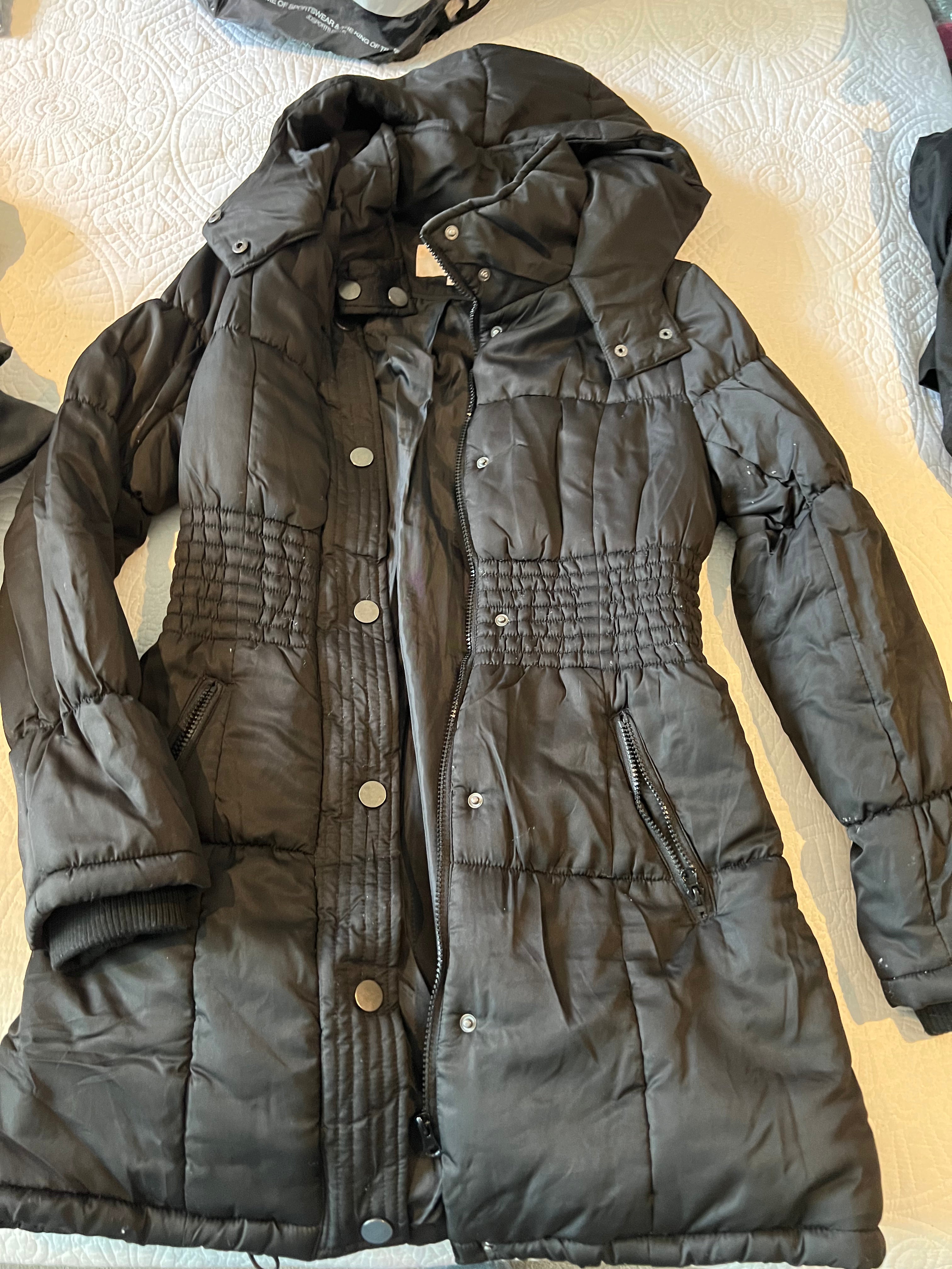 Black long puffer coat