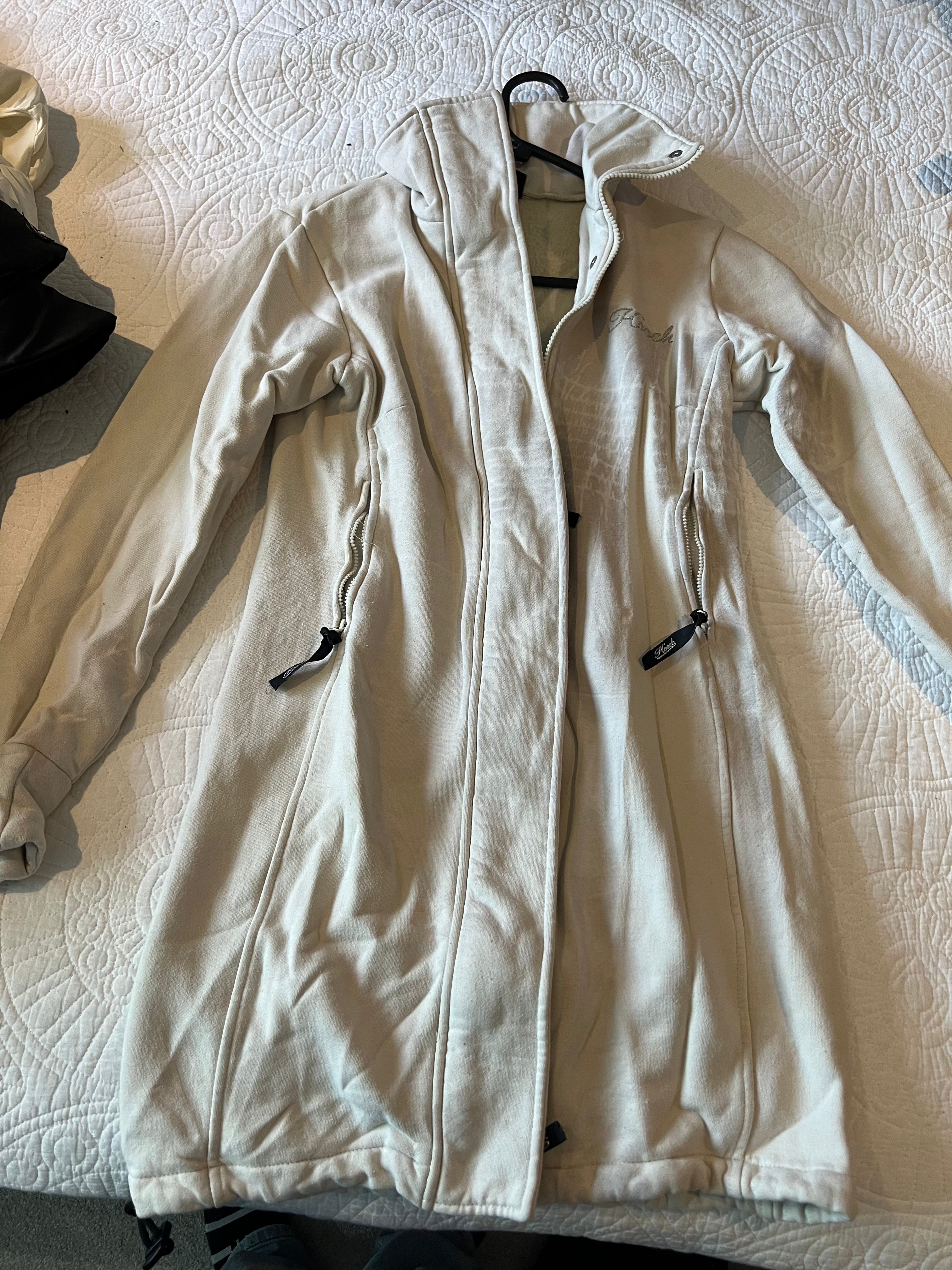 Long cream zip up jacket