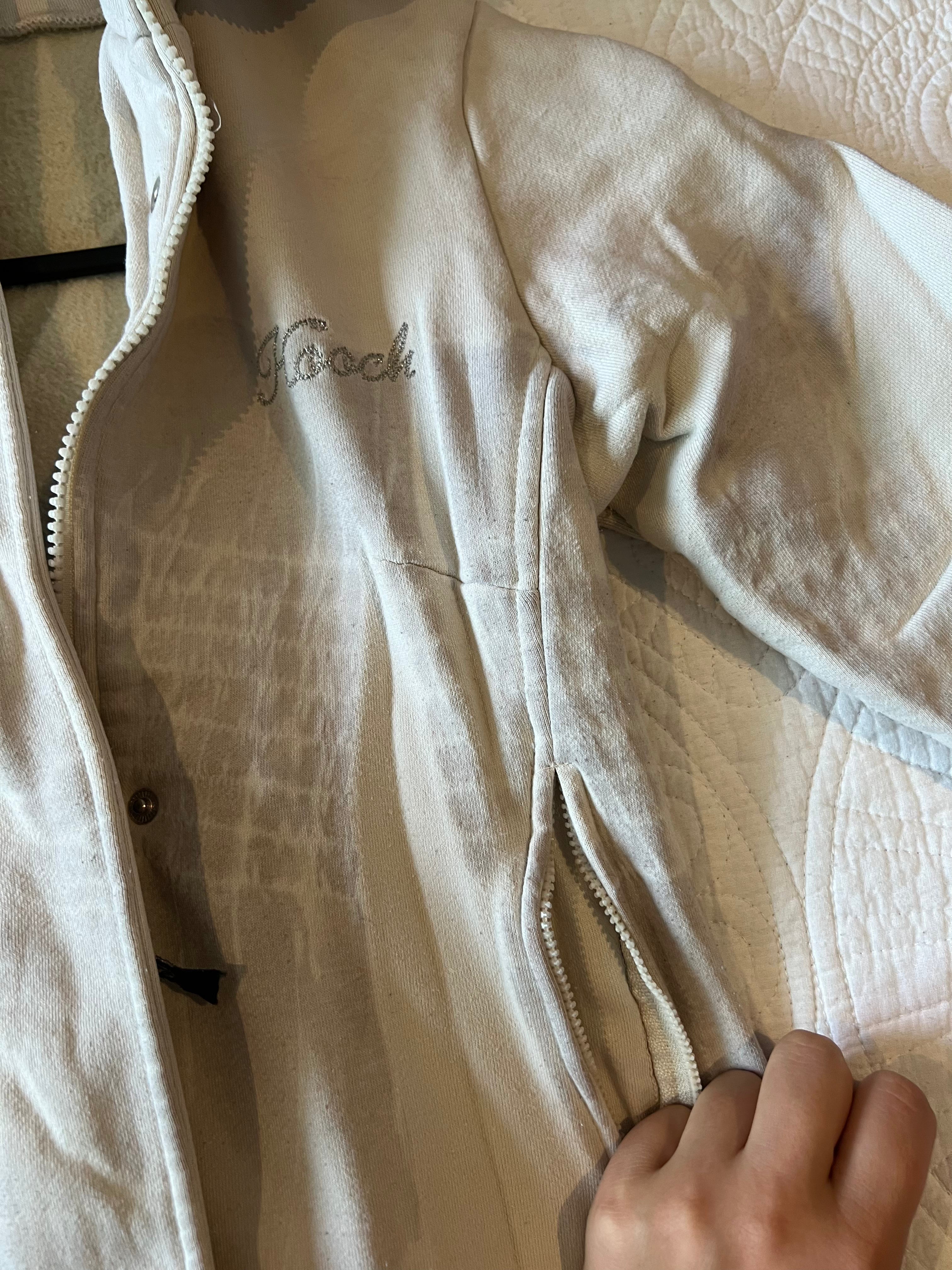 Long cream zip up jacket