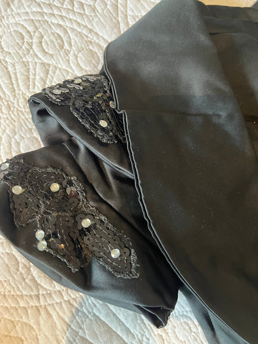 Custom made satin like jacket, Frills & embroidery on arms