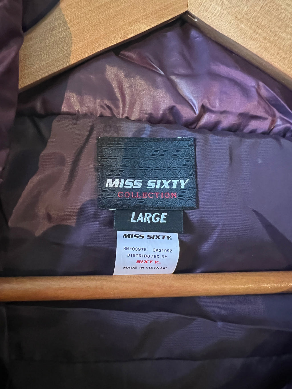 MISS SIXTY Long purple puffer coat