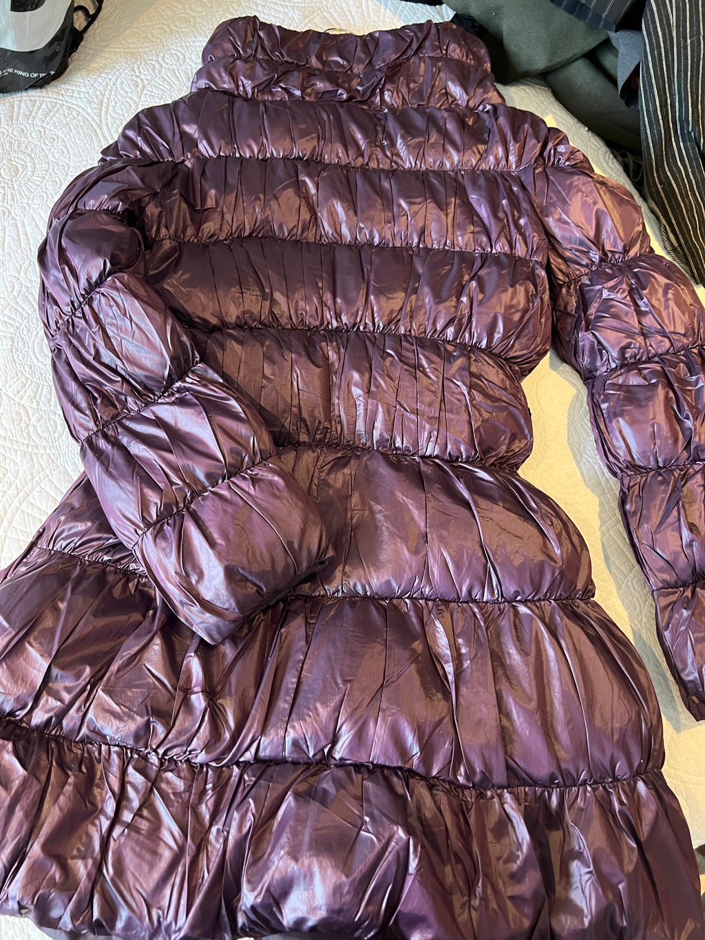 MISS SIXTY Long purple puffer coat