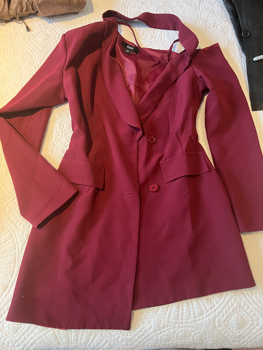 EGO burgundy blazer dress / Cut out shoulder