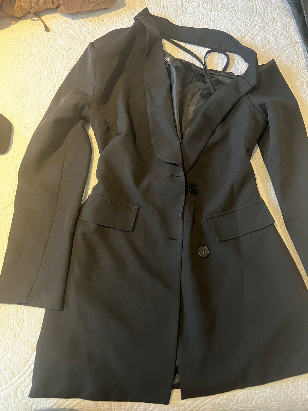 EGO black blazer dress / Cut out shoulder