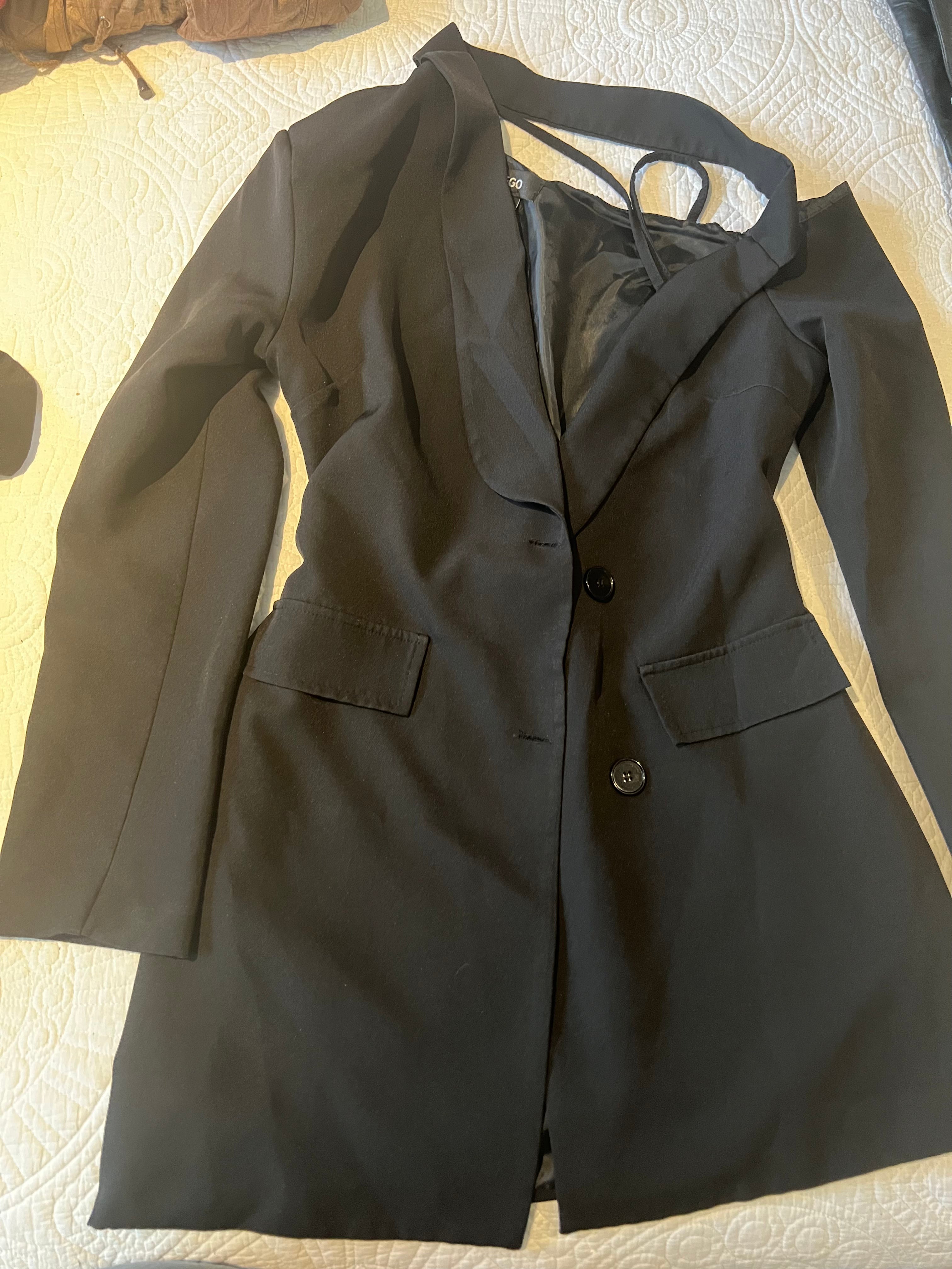 EGO black blazer dress / Cut out shoulder