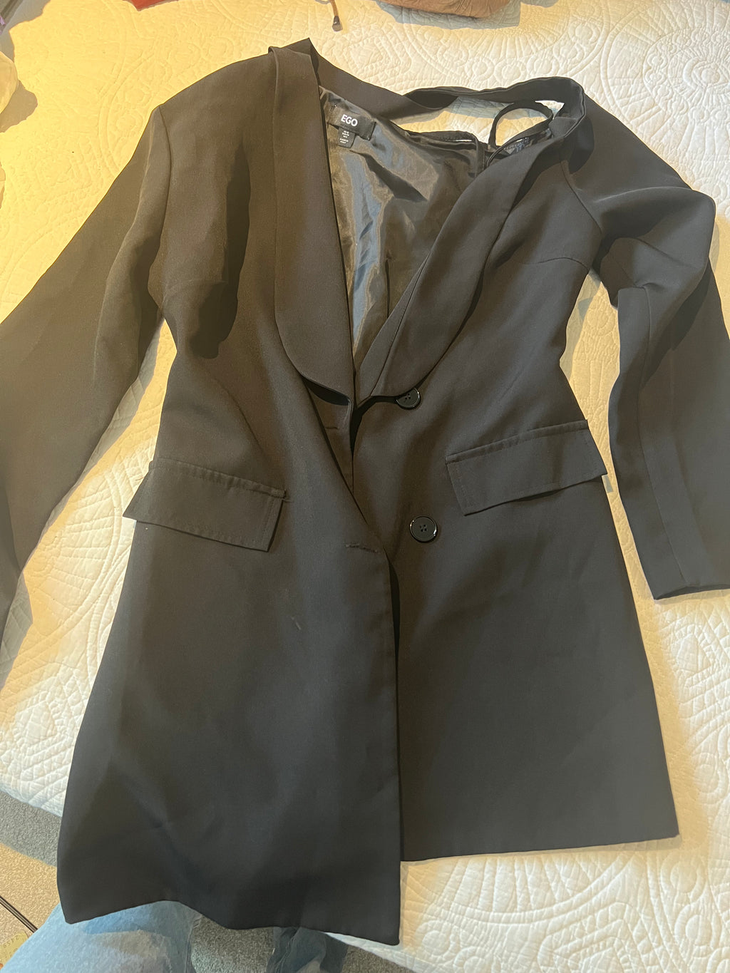 EGO black blazer dress / Cut out shoulder