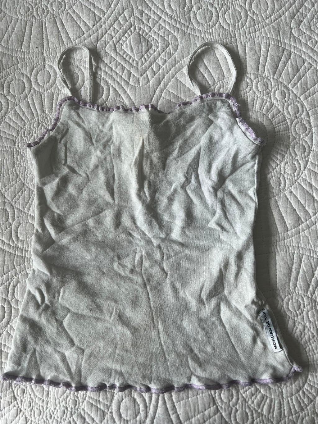 Spaghetti strap white top / mesh like material