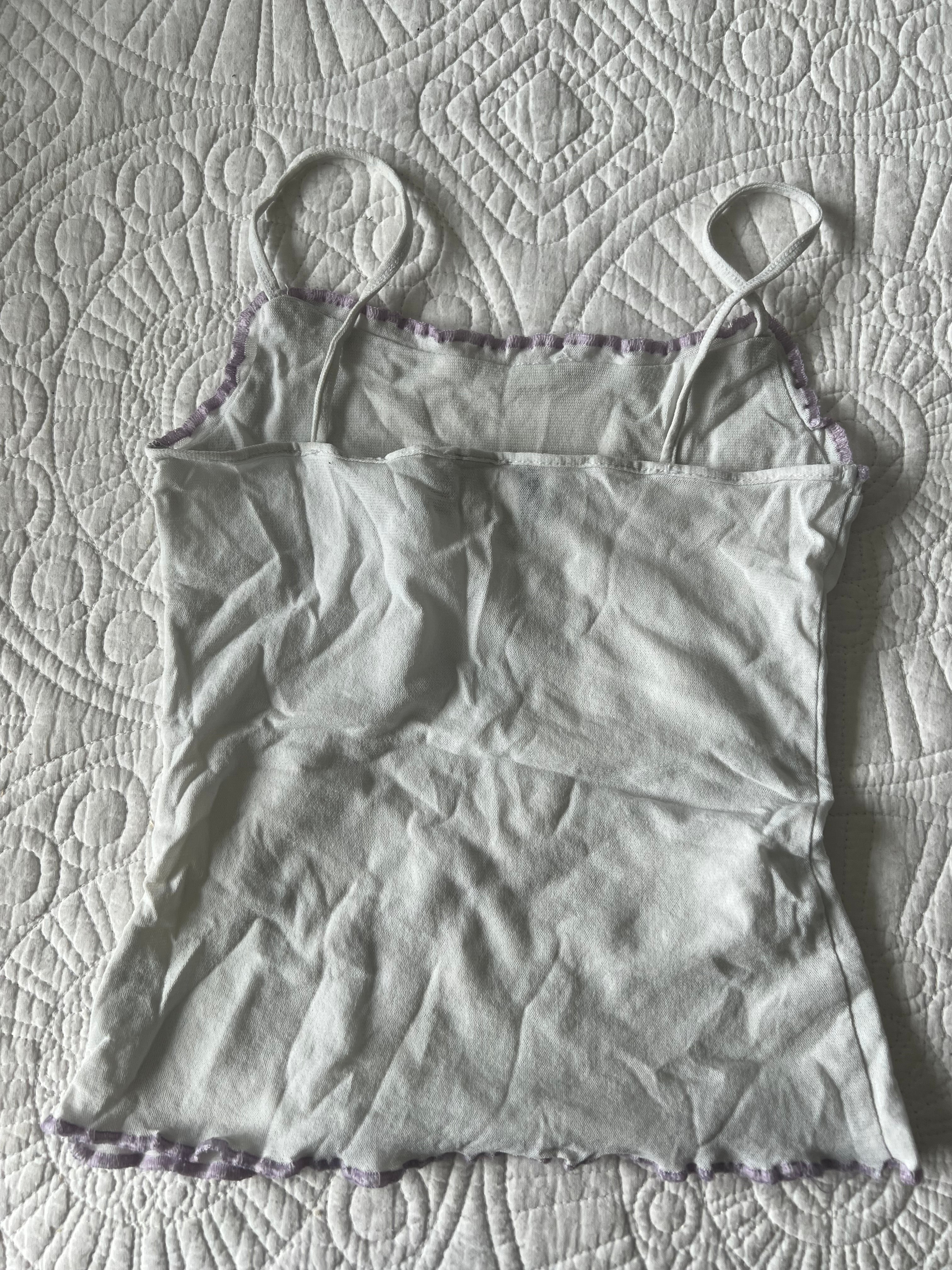 Spaghetti strap white top / mesh like material