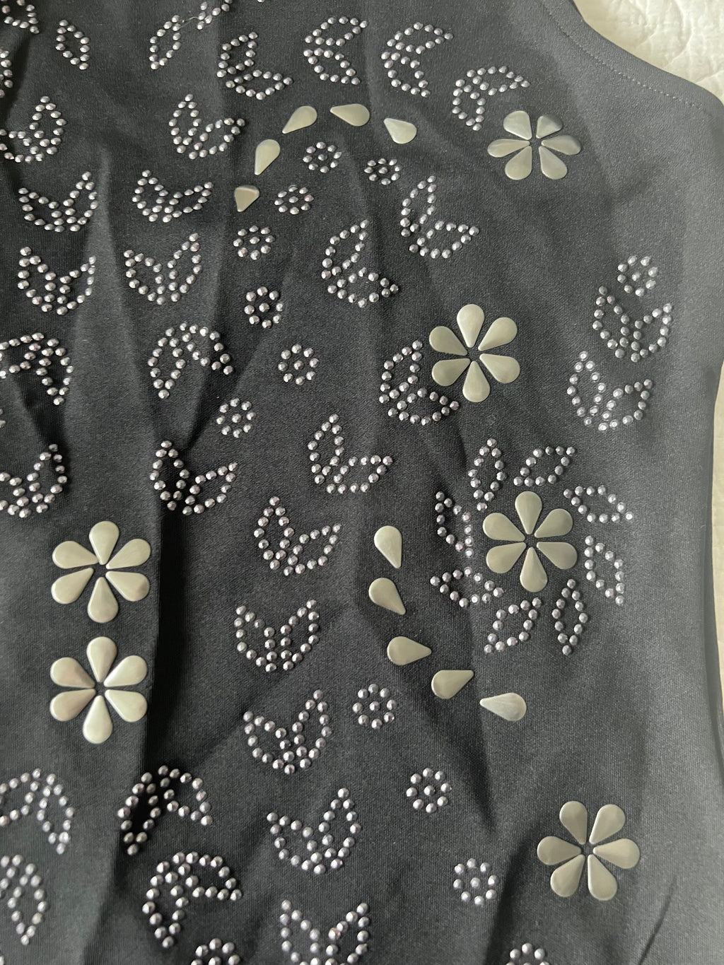 Black embellished dress with cut out back