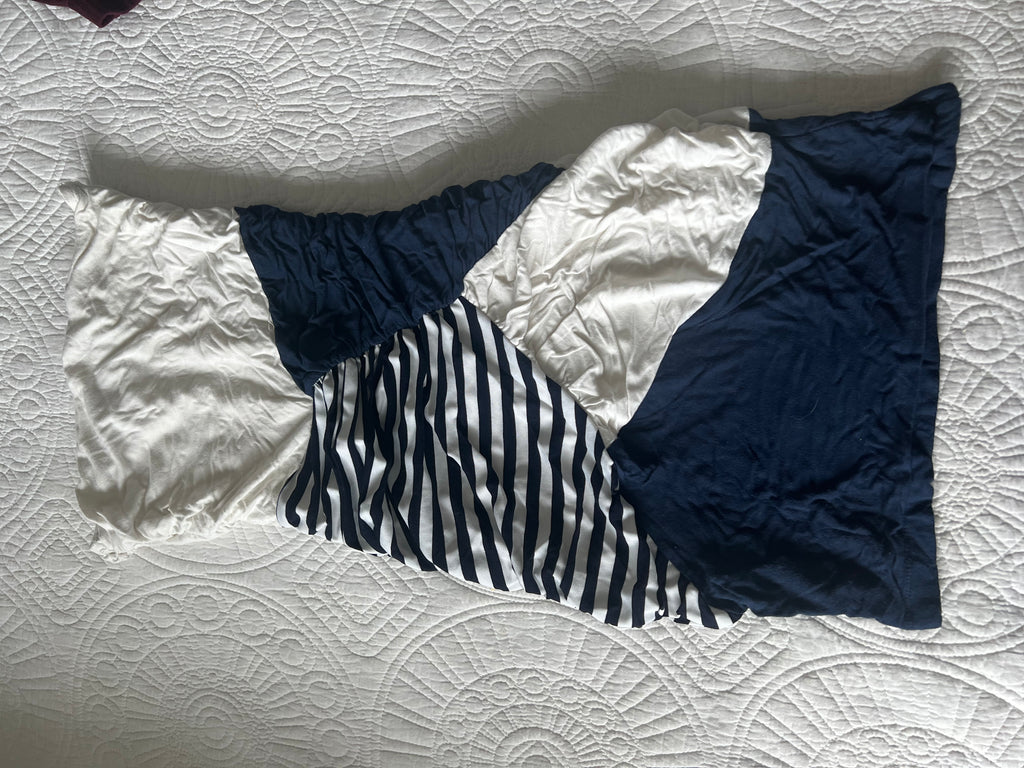 White & navy mini tube dress