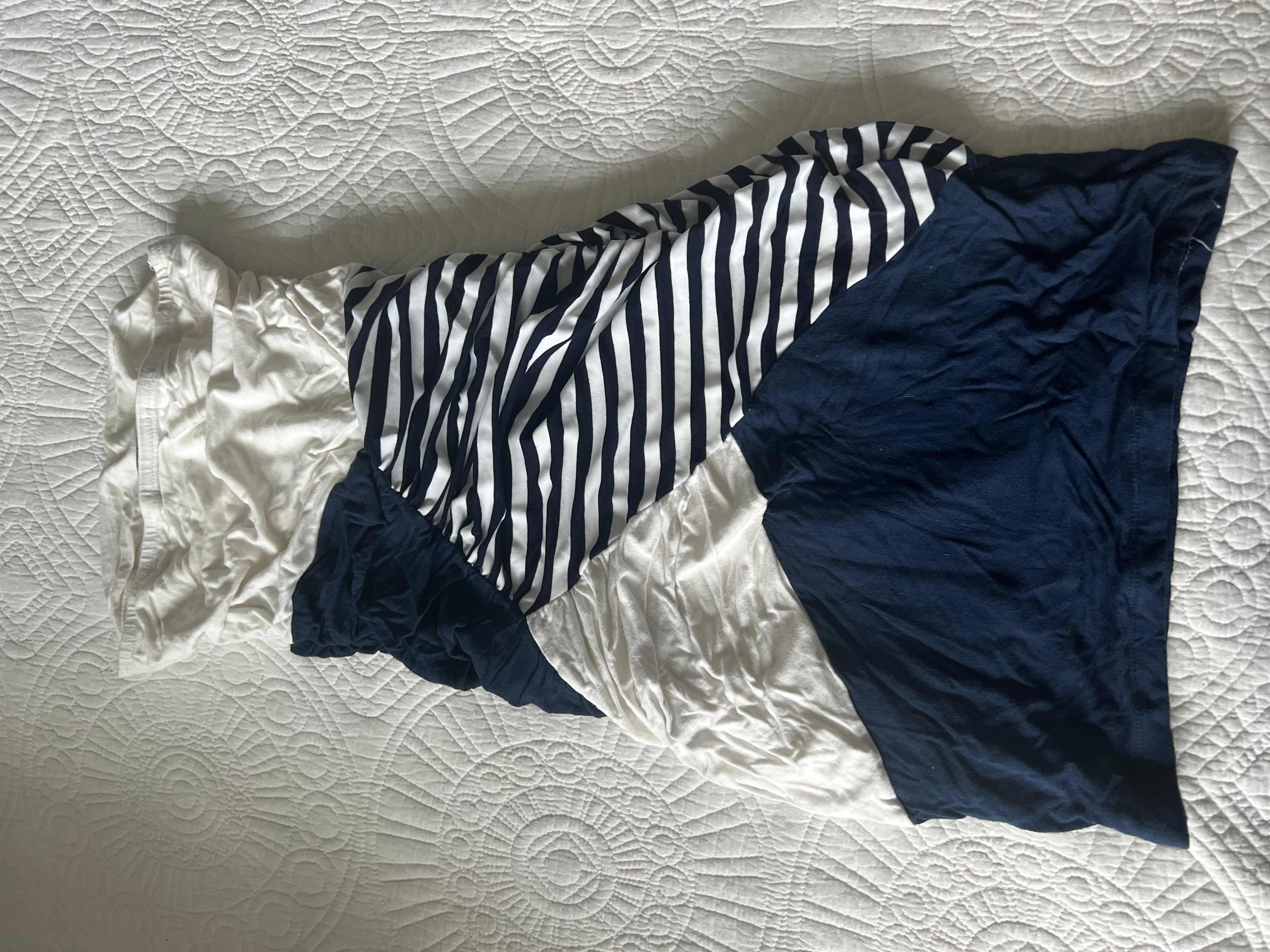 White & navy mini tube dress