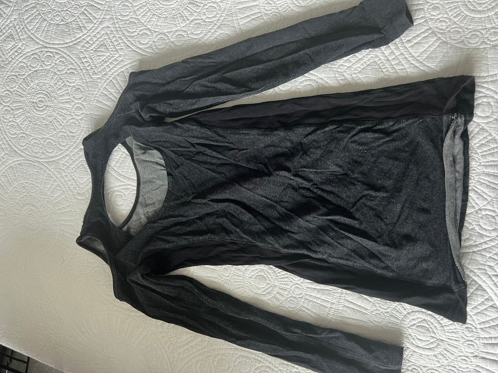 Black/dark grey cut out long sleeve top