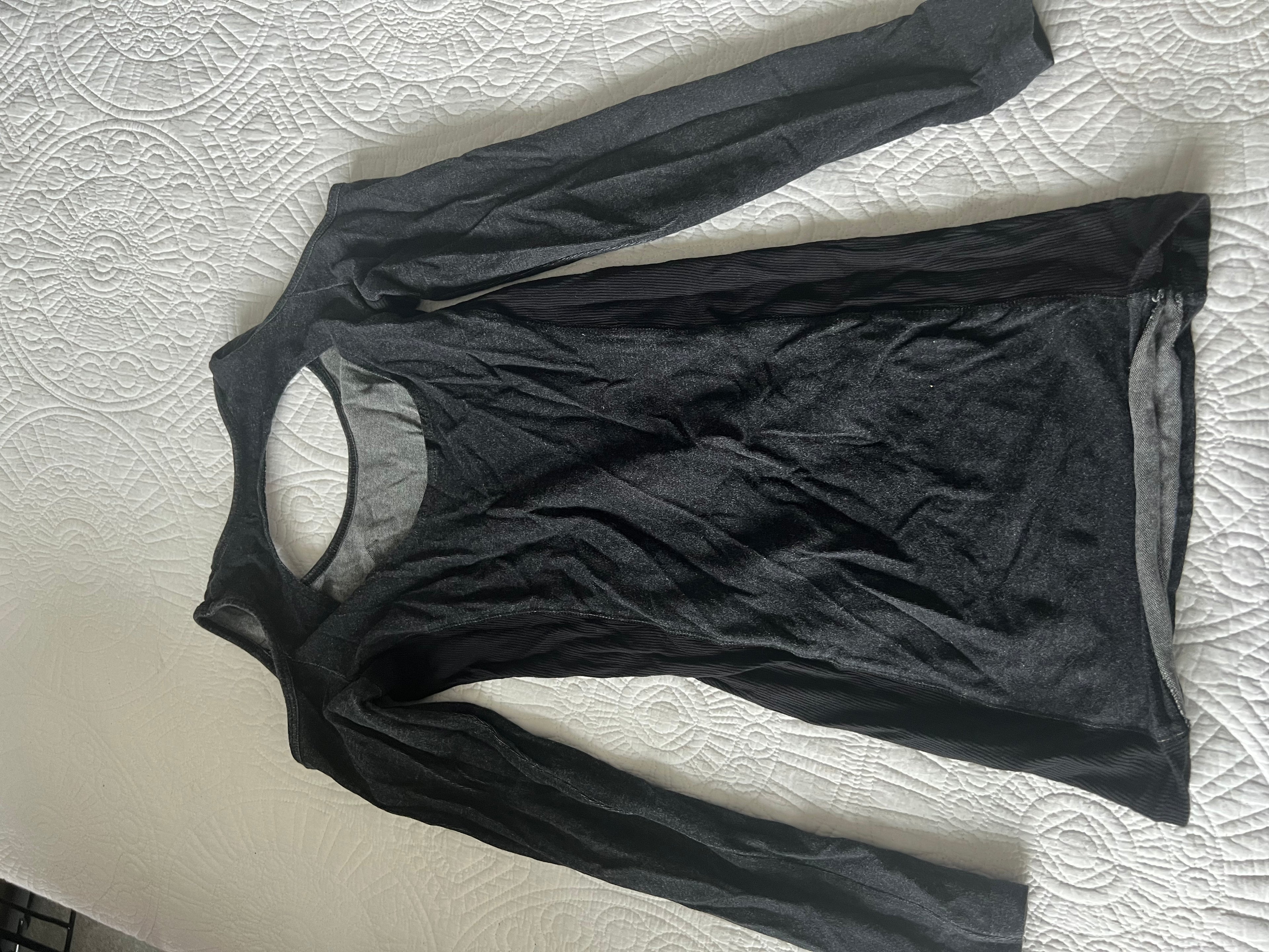 Black/dark grey cut out long sleeve top