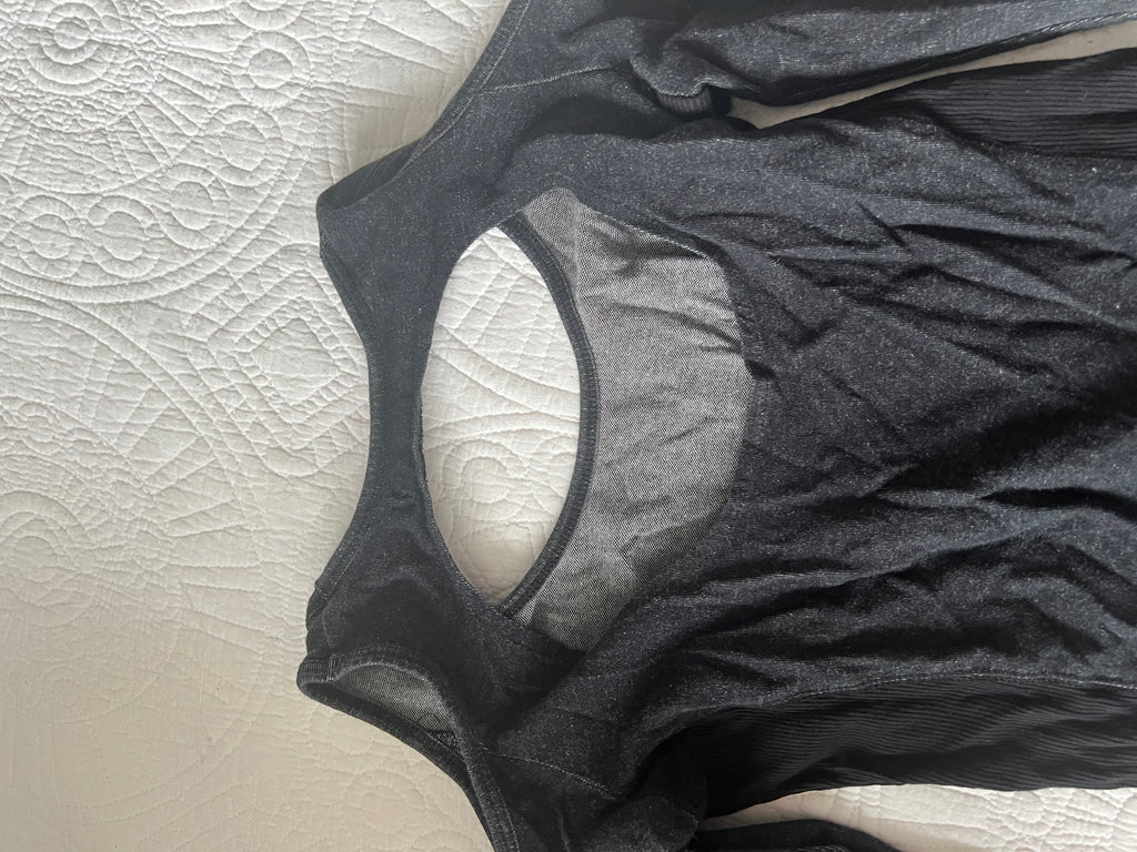 Black/dark grey cut out long sleeve top
