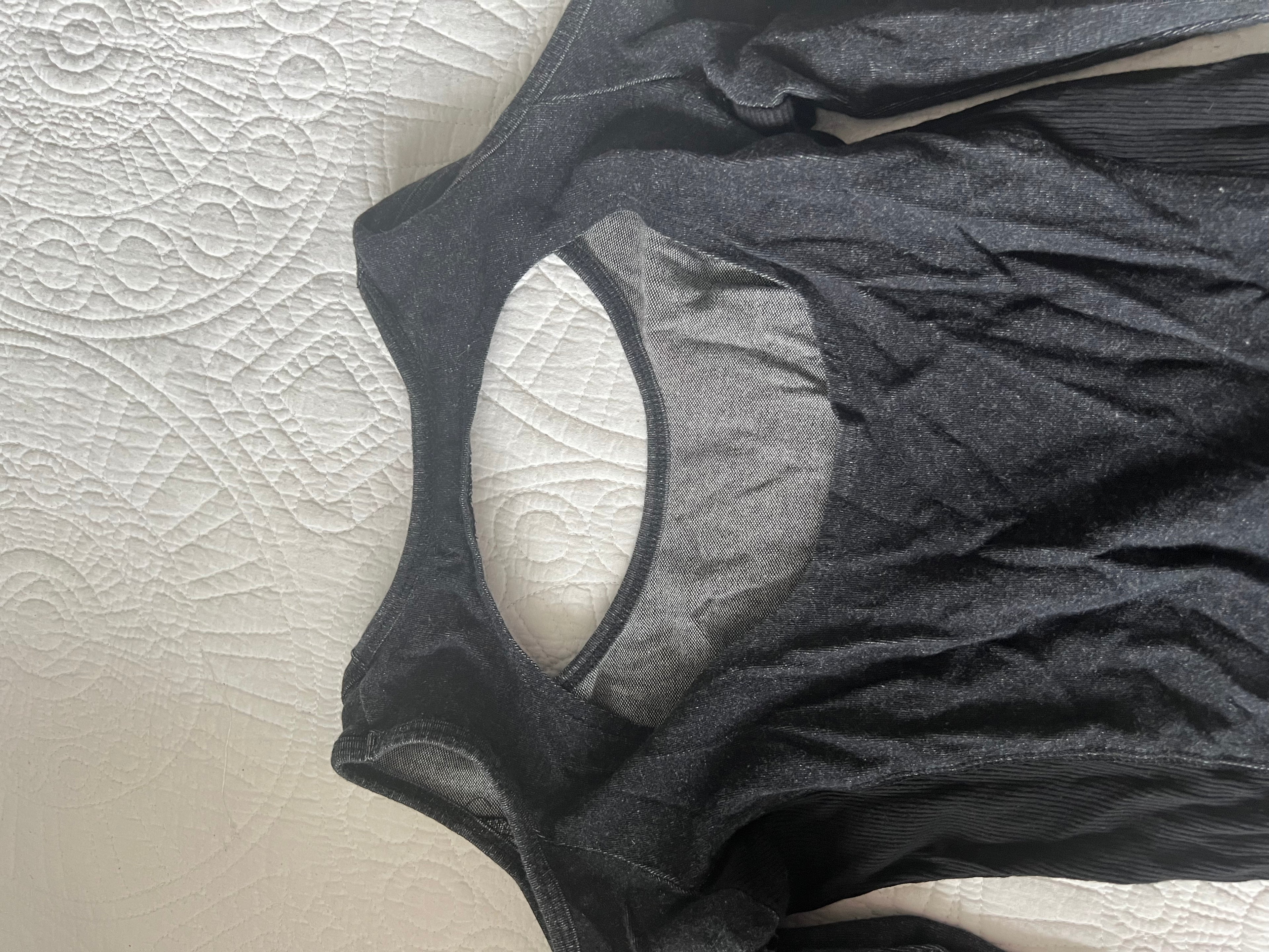 Black/dark grey cut out long sleeve top