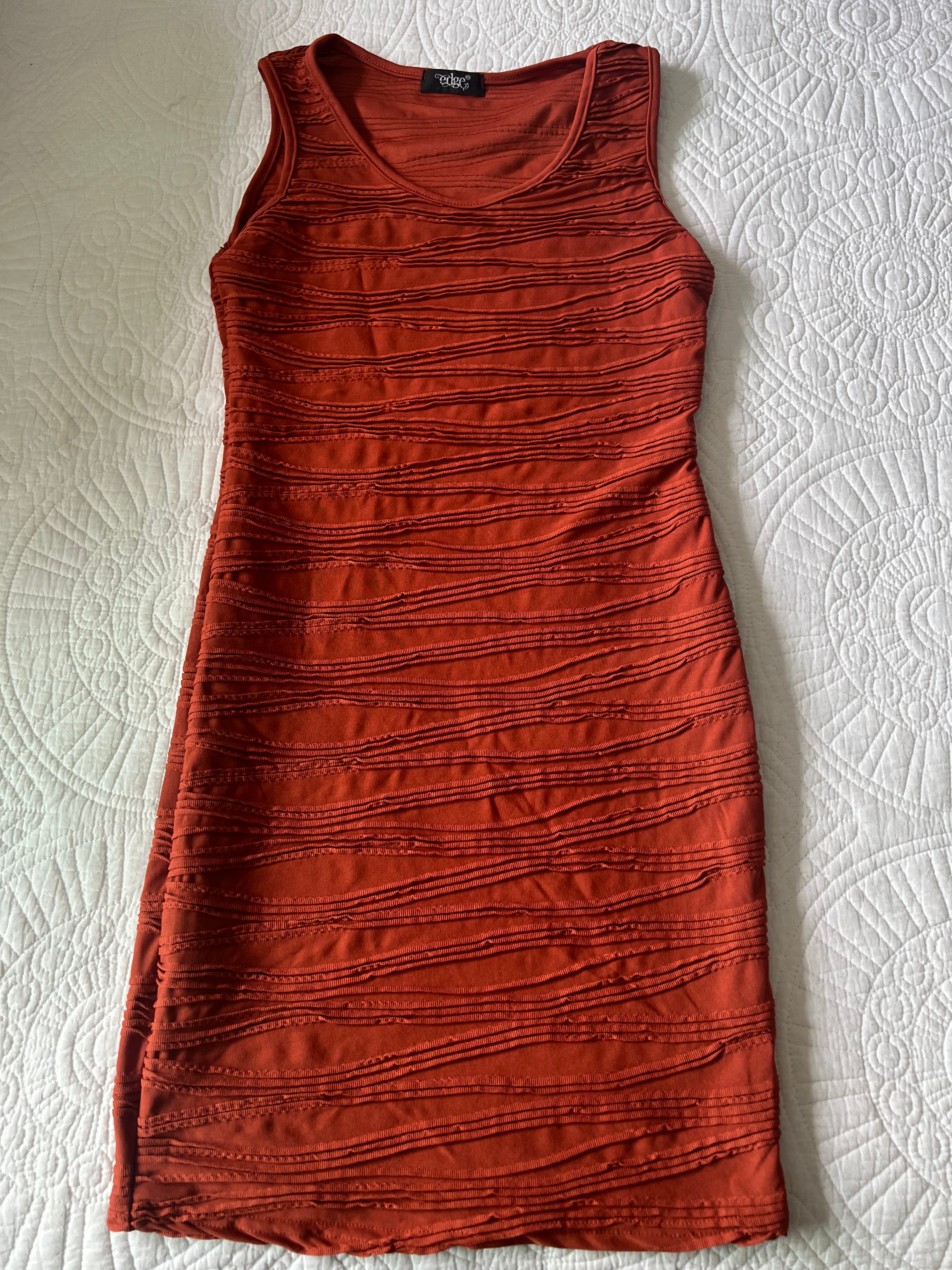 Orange textured mini dress