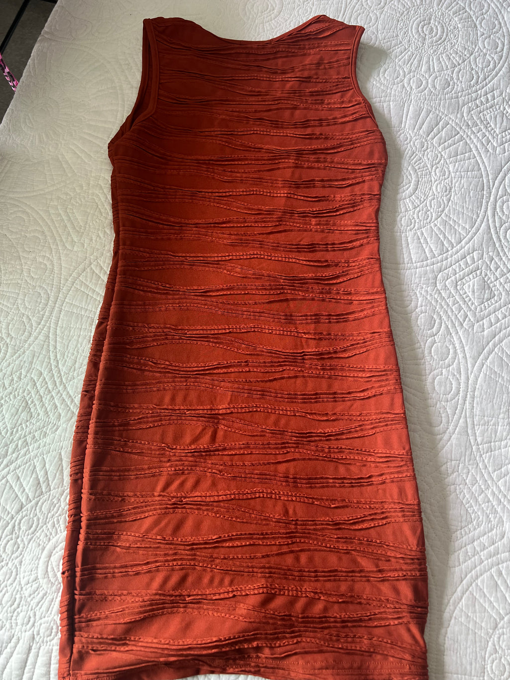 Orange textured mini dress