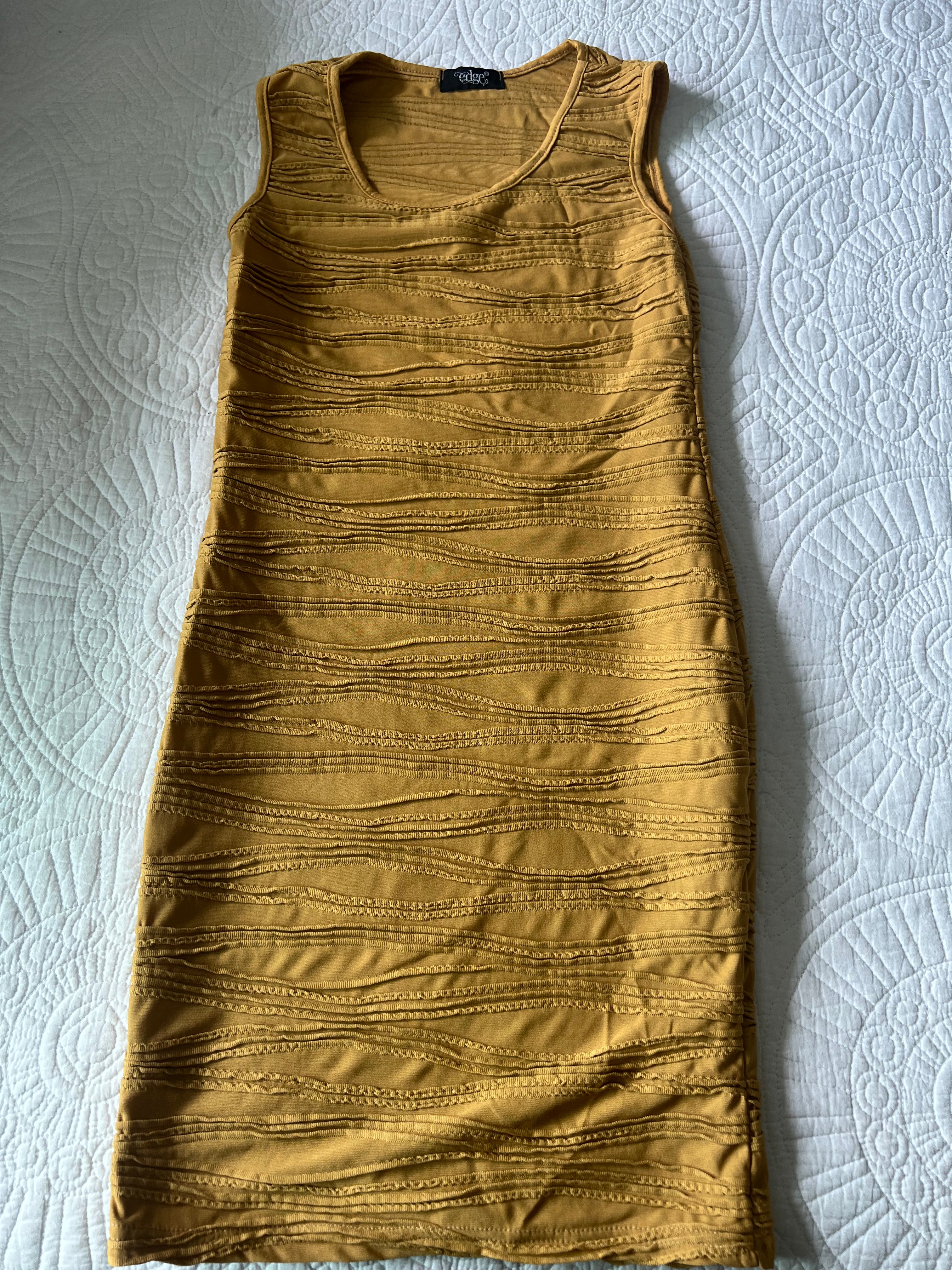 Yellow textured mini dress