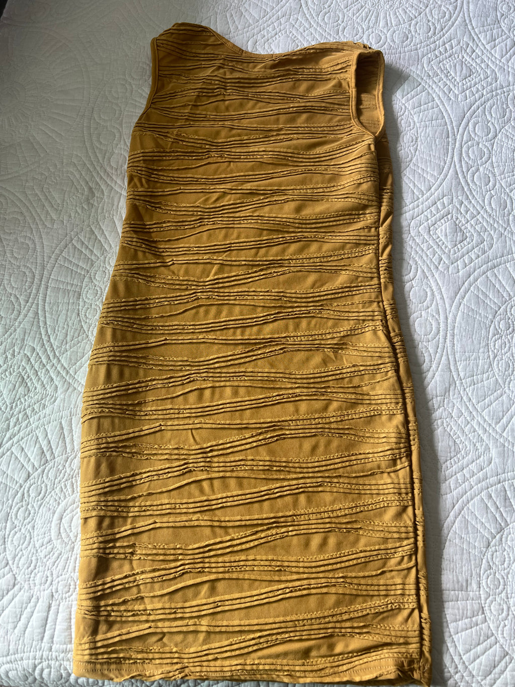 Yellow textured mini dress