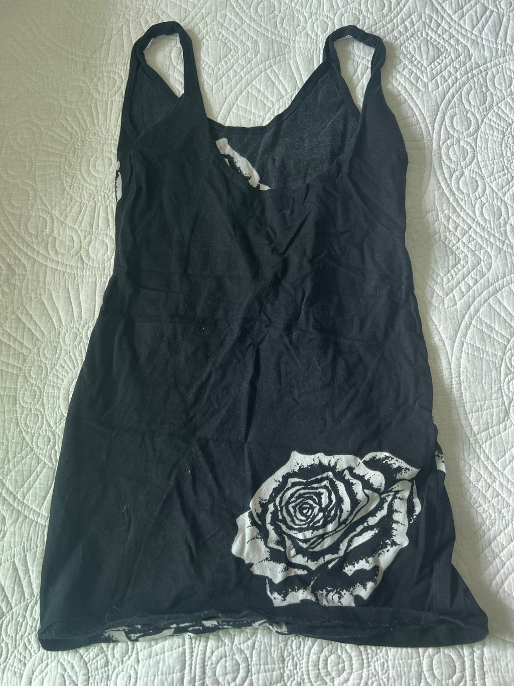 Black top with white rose details