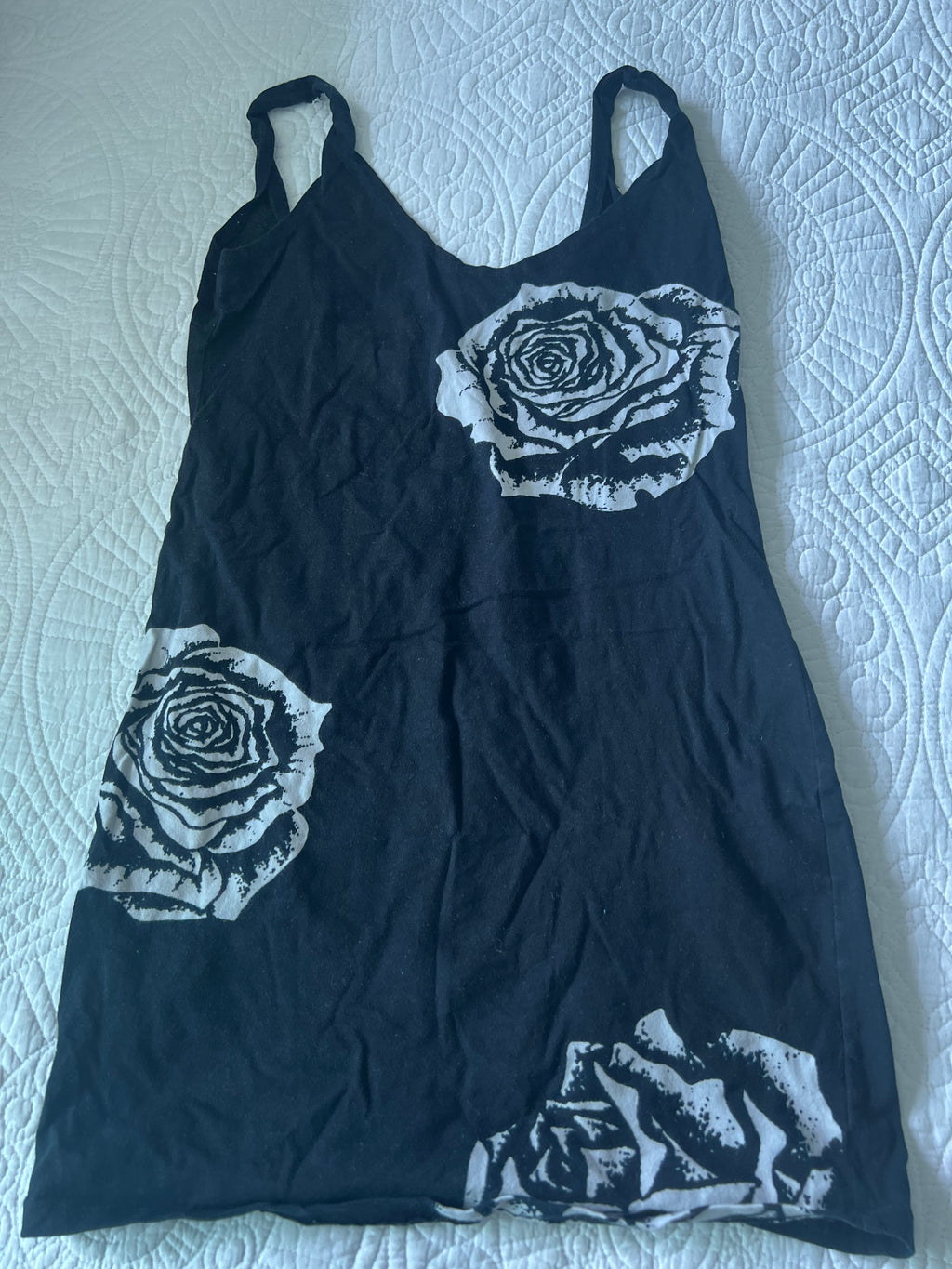 Black top with white rose details
