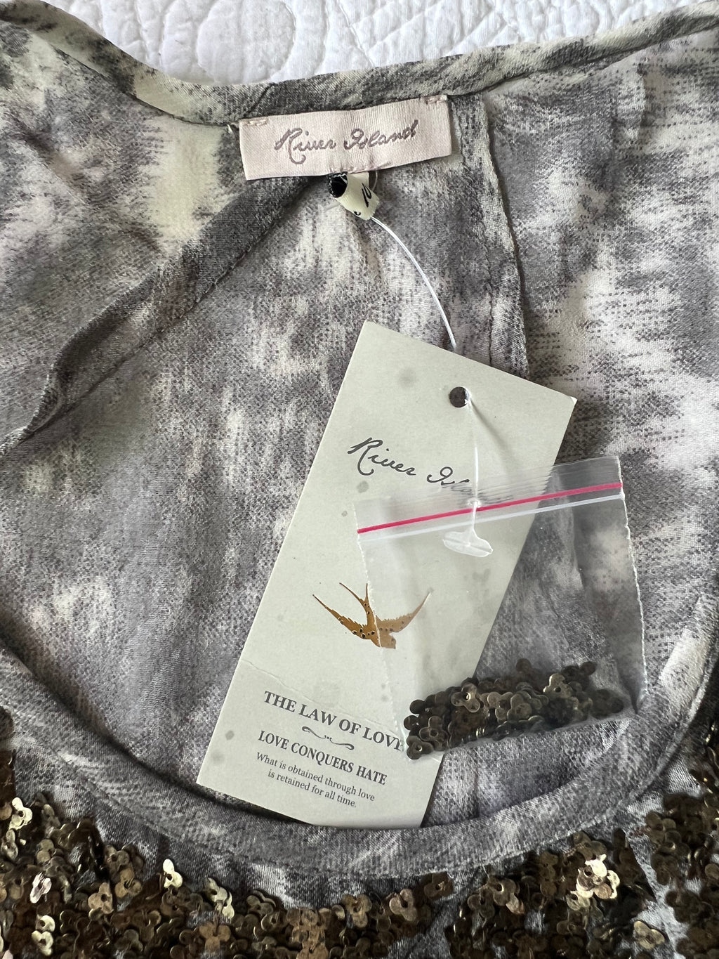 Grey Shawl with gold sequences