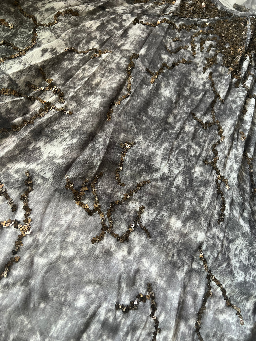 Grey Shawl with gold sequences