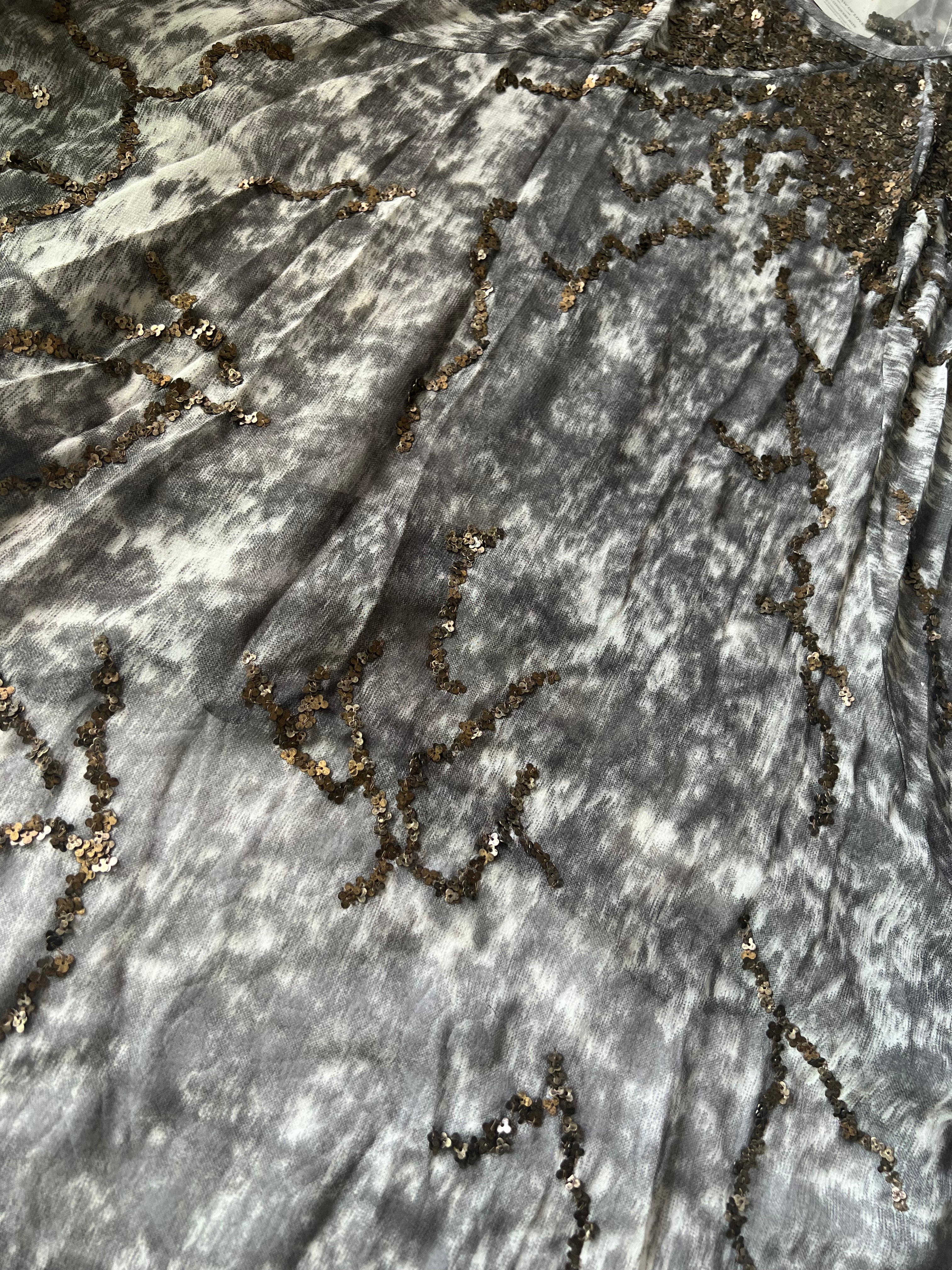 Grey Shawl with gold sequences