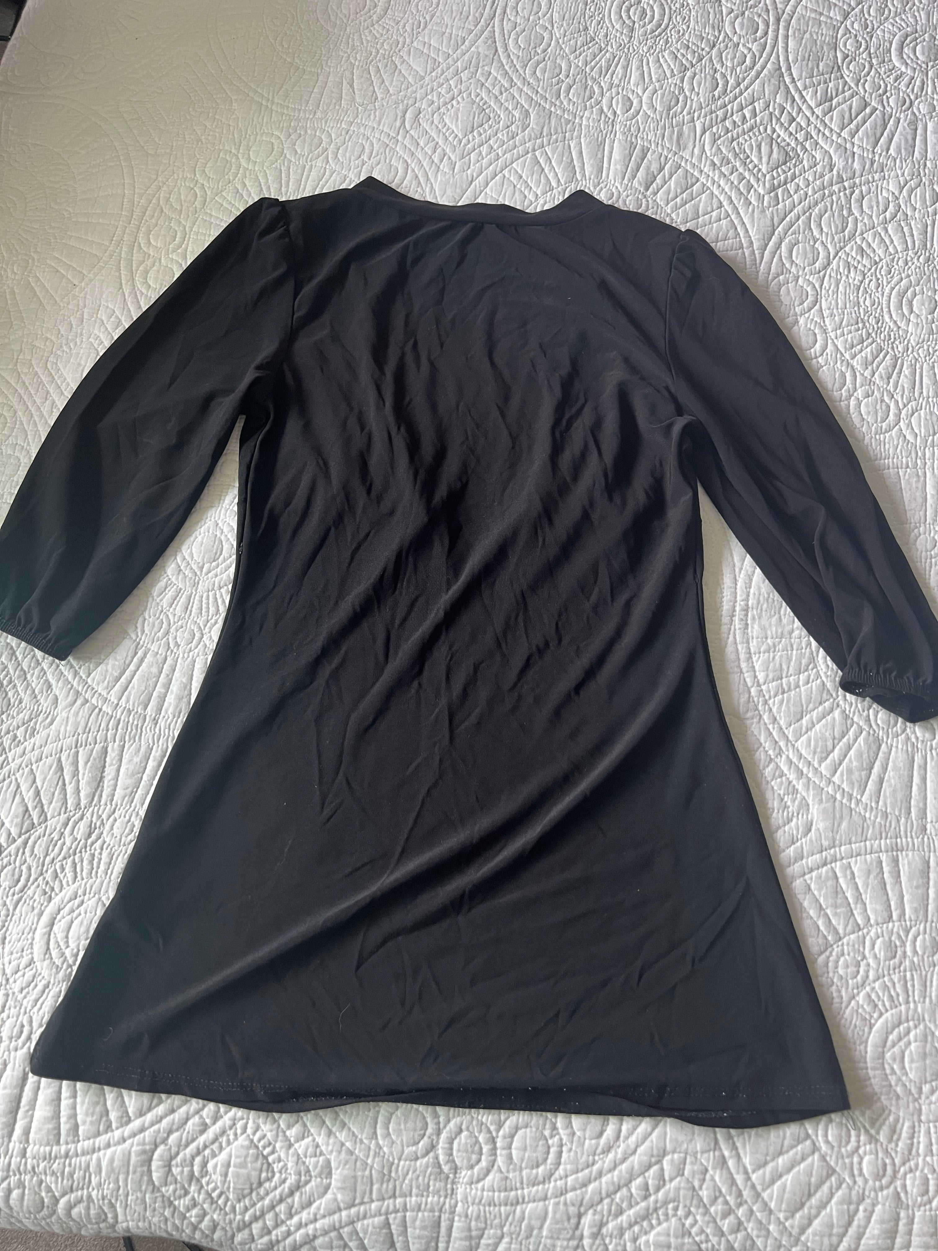 Black low cut mini dress