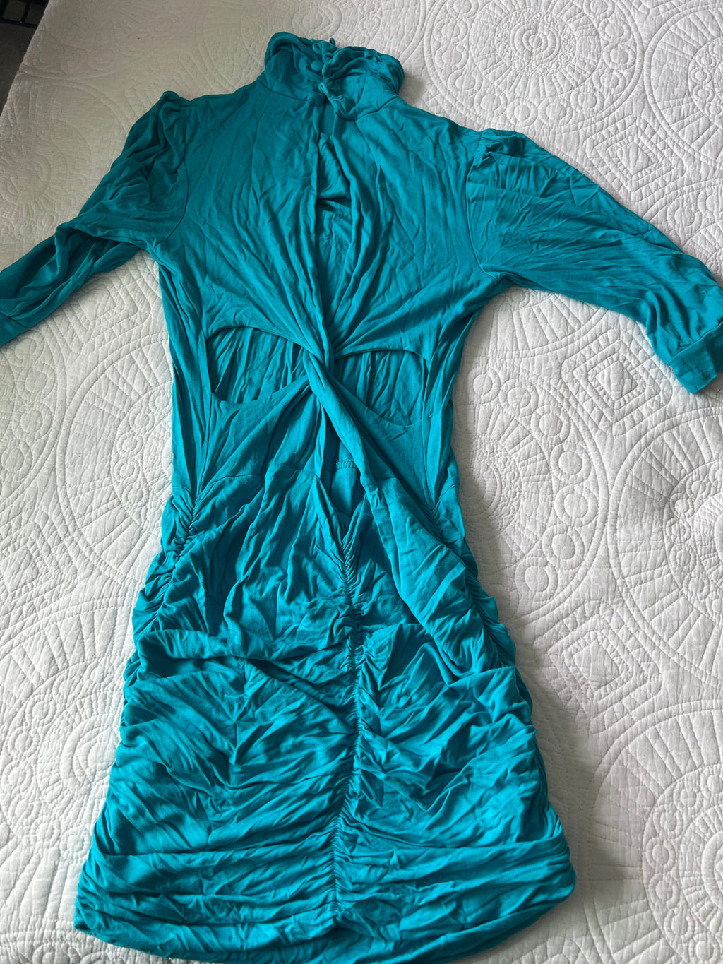 Blue short dress with cut out back