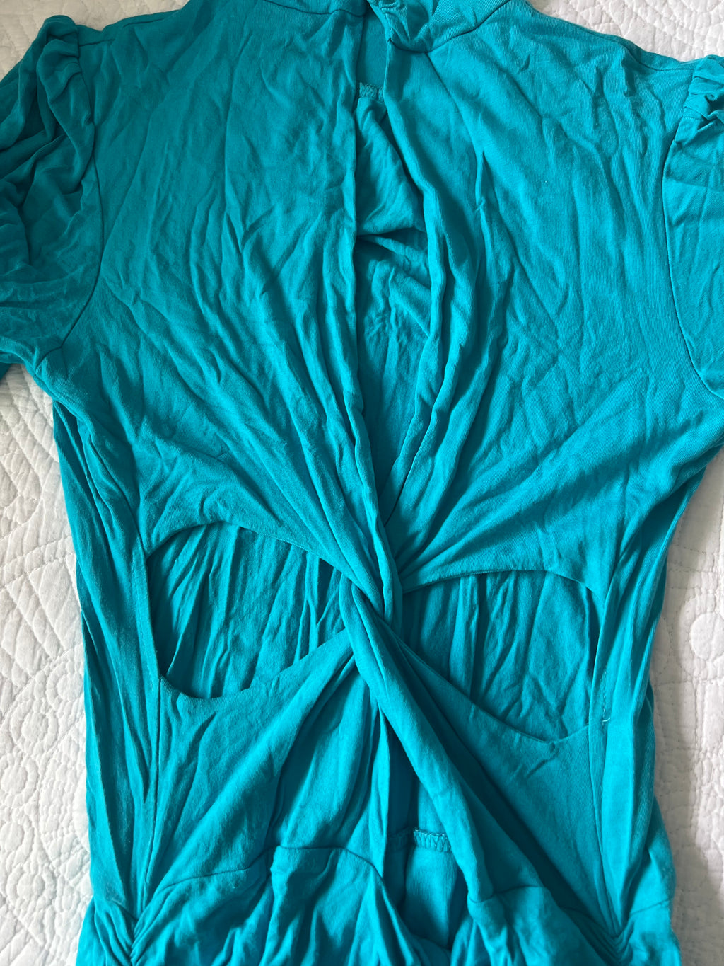 Blue short dress with cut out back