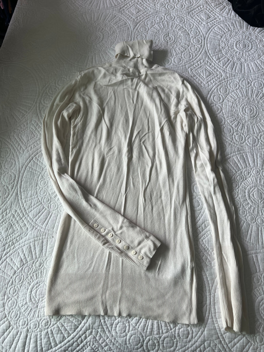 Cream knitted long sleeve turtle neck jumper dress