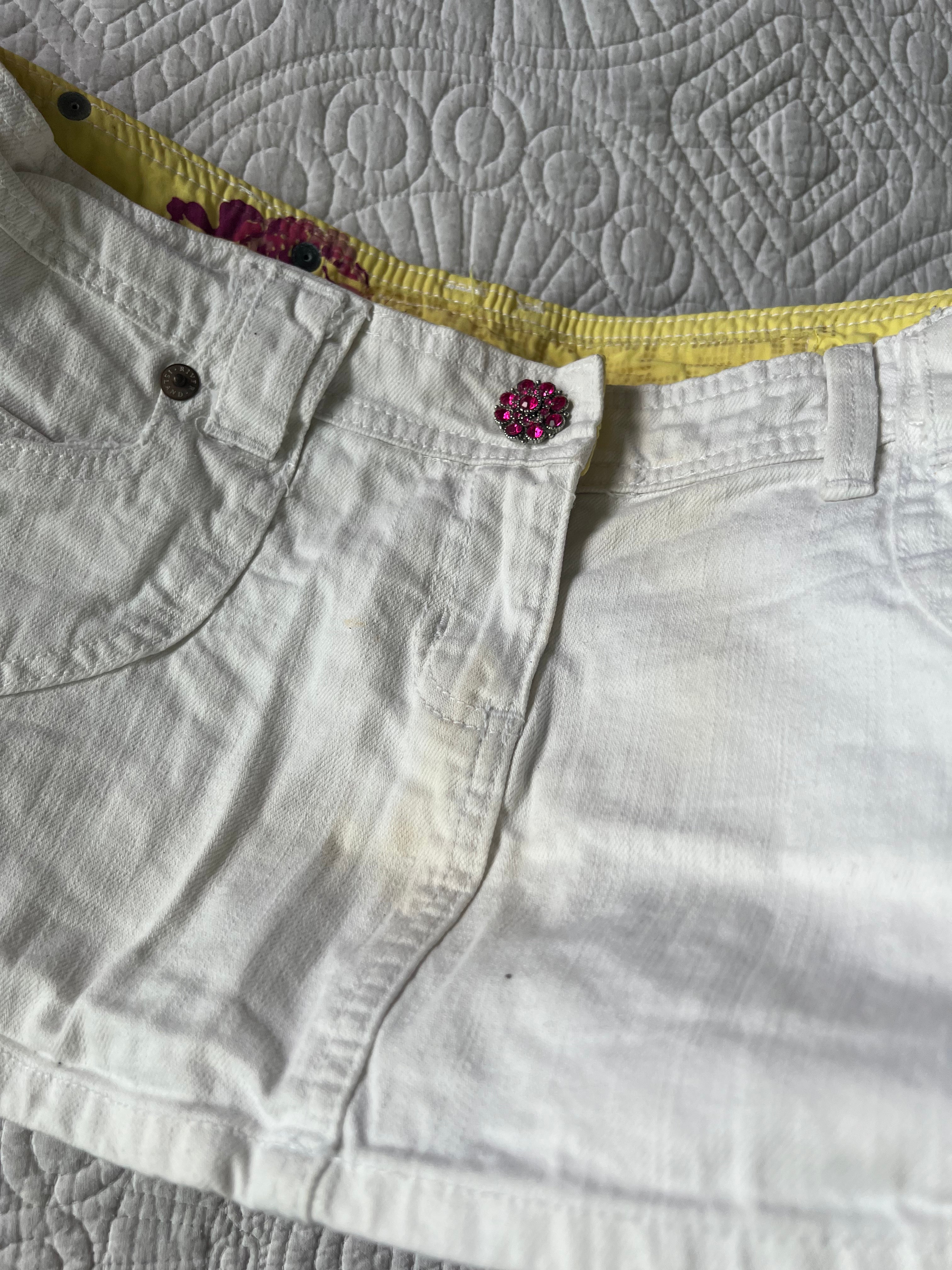 Mini white denim skirt