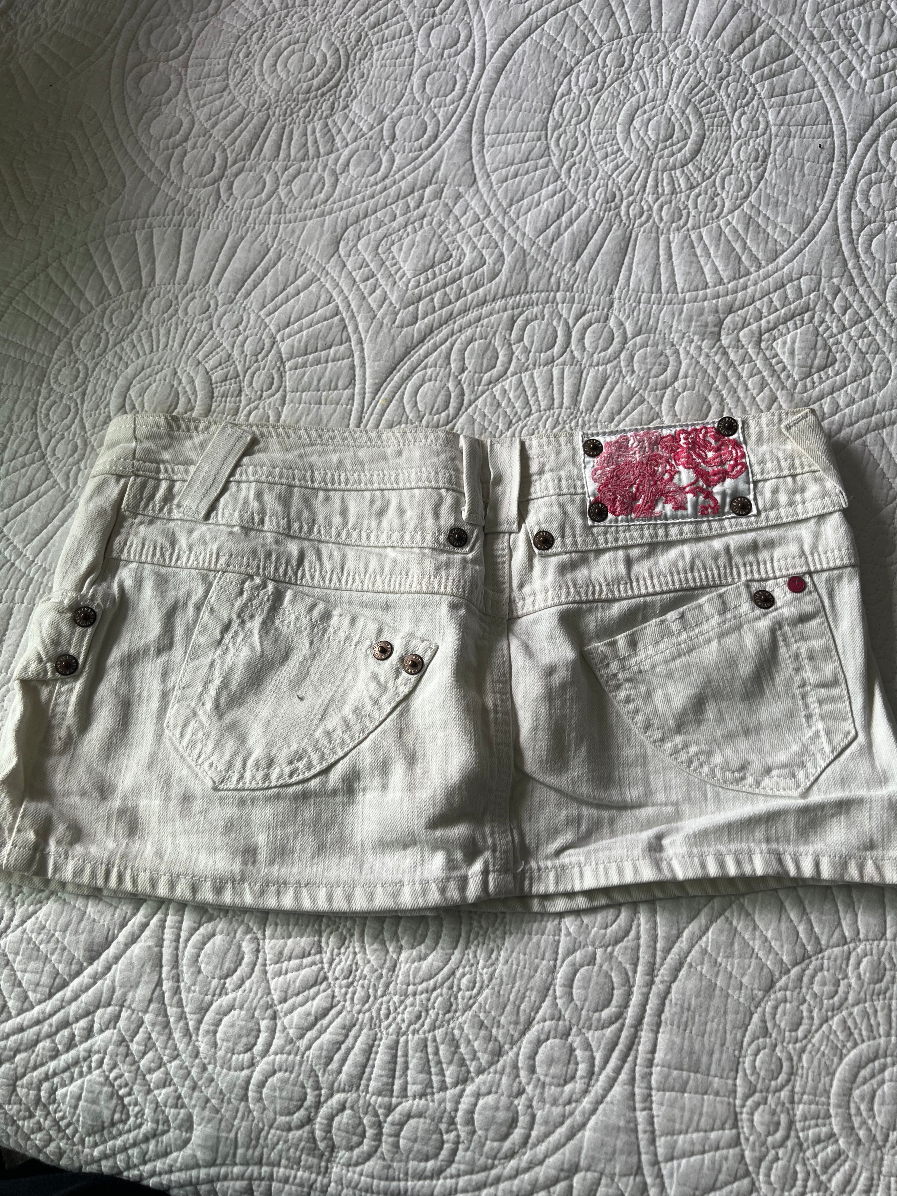 Mini white denim skirt