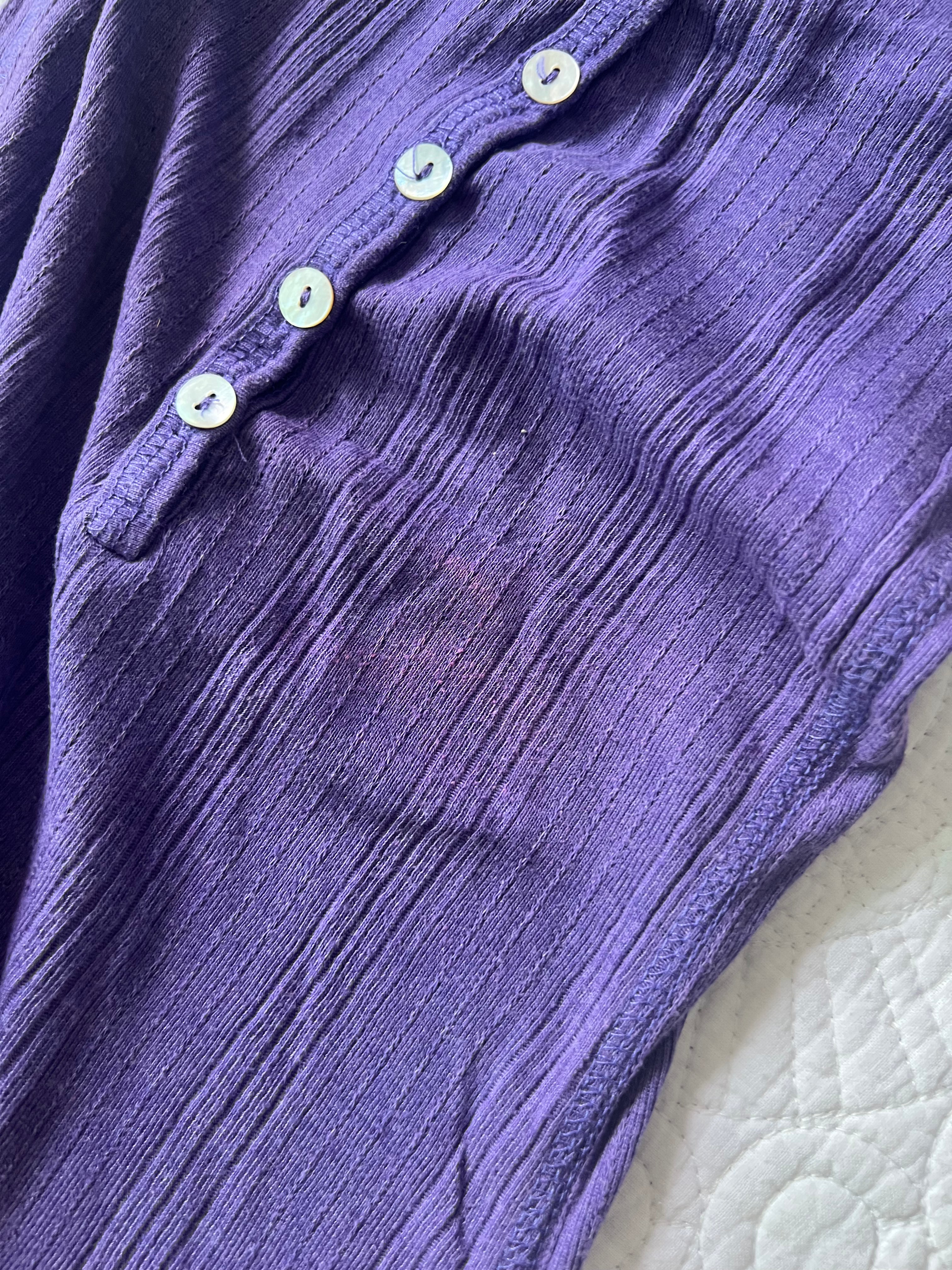 Purple ribbed vest with button detail